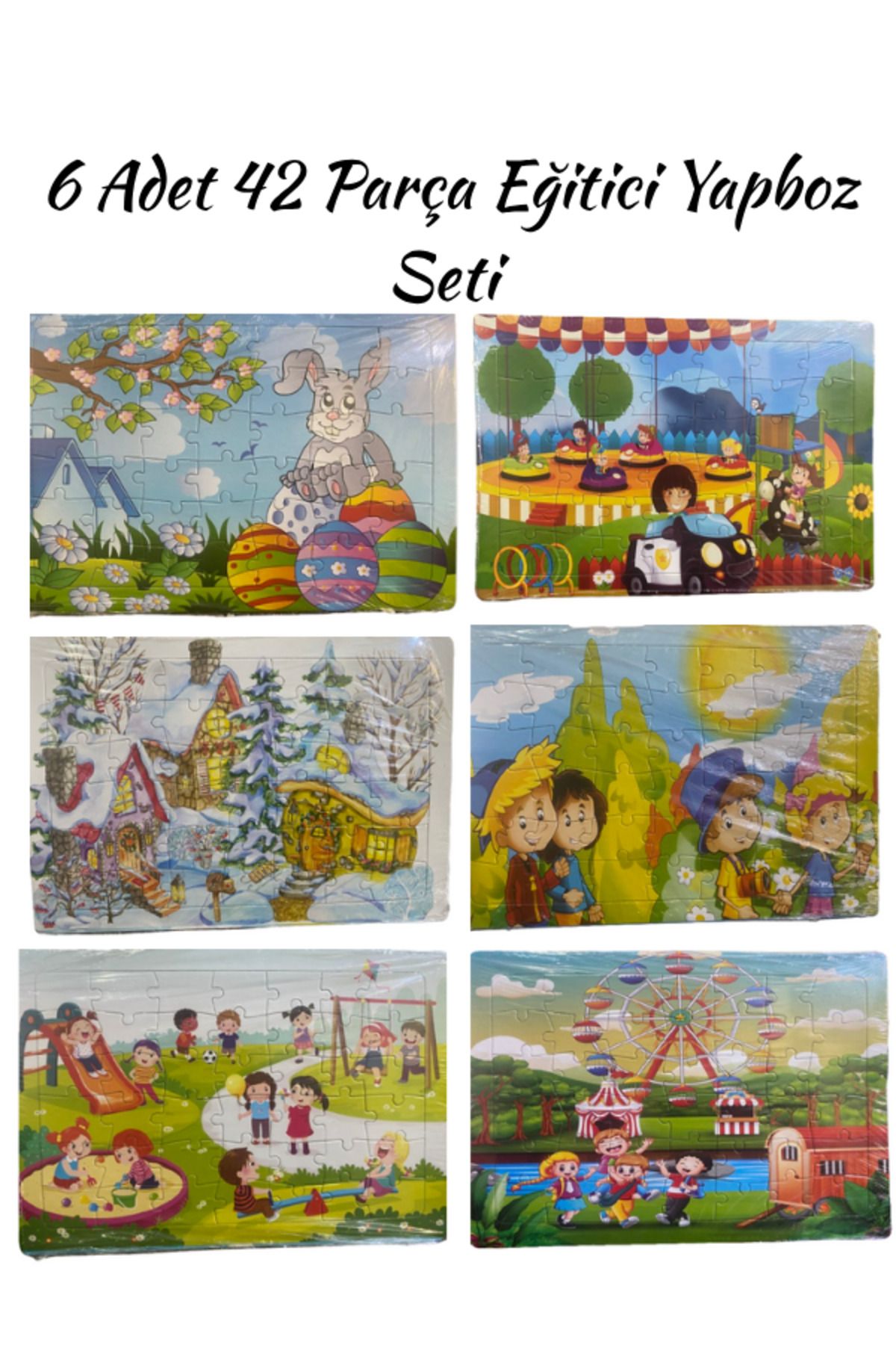Janissary 6 Adet 42 Parça 22x32cm Yapboz Seti, Eğitici Ve Öğretici Ahşap Çocuk Puzzle & Yapboz