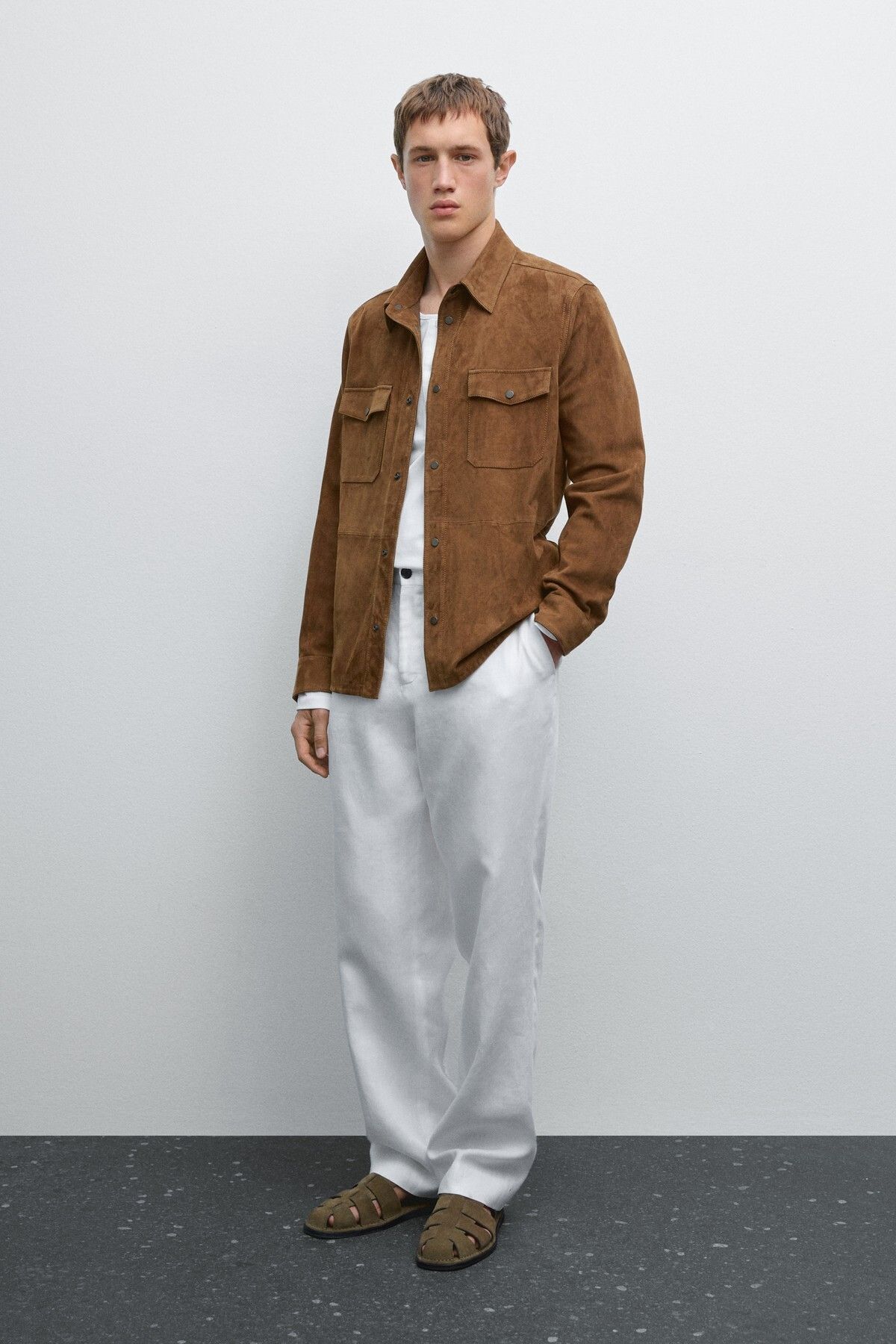 پیراهن چرم جیر سبک Massimo Dutti