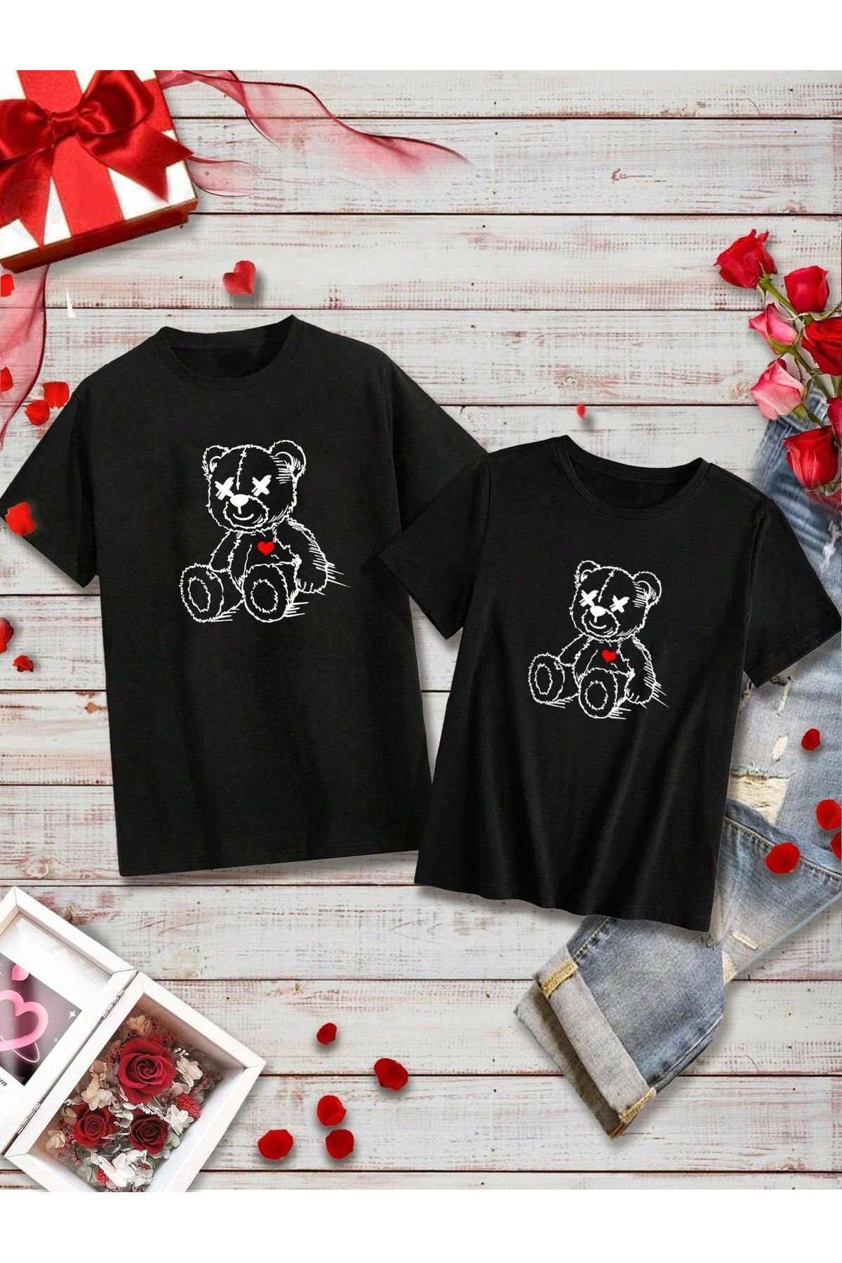 Velostra Sevgili Kombini Ayıcık Baskılı Rahat Oversize Hafif Esnek