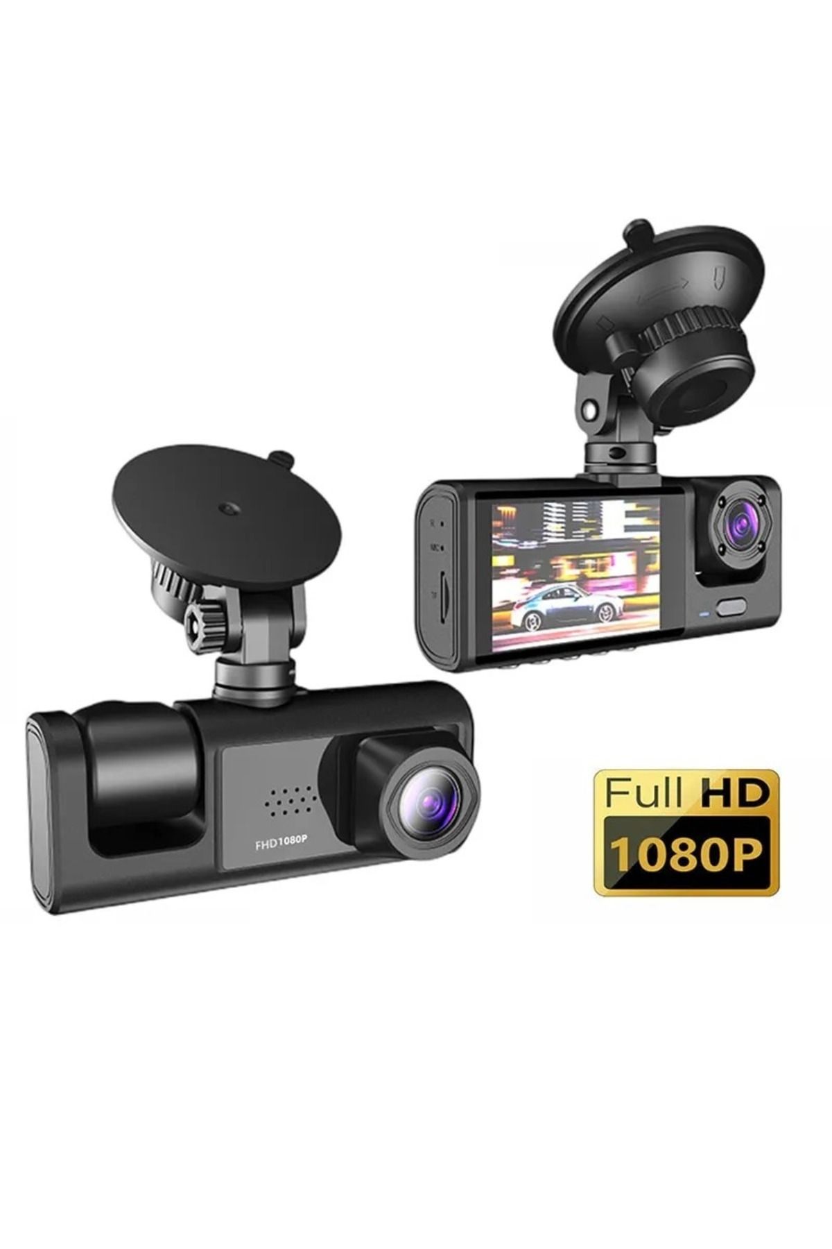 LEERFEI DV300 Yeni 3 Kameralı Araç İçi Kayıt Kamerası Trafik Recorder 2 İnç IPS Ekran Full HD 1080p