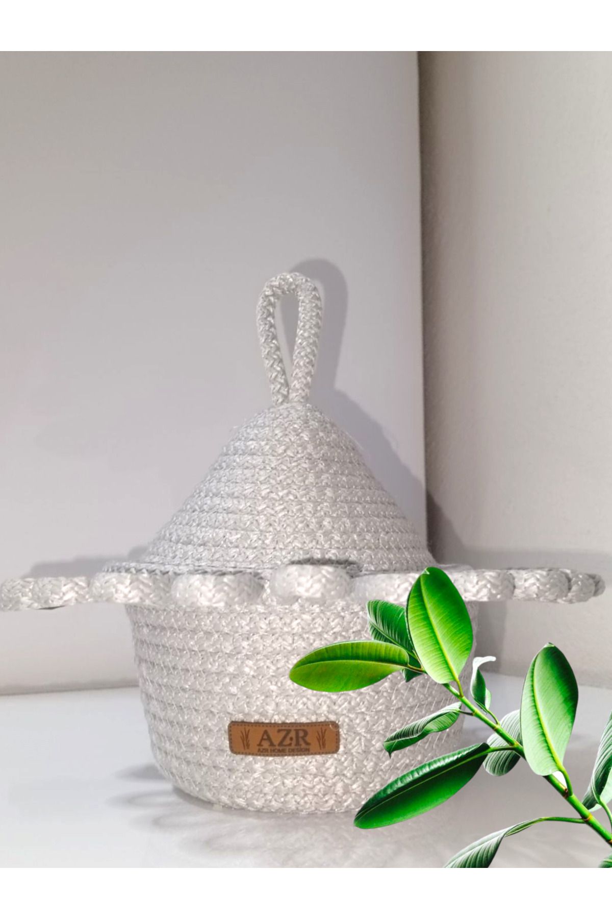 AZR HOME DESİGN Jüt Halat Hasır Sepet Şekerlik Dekor