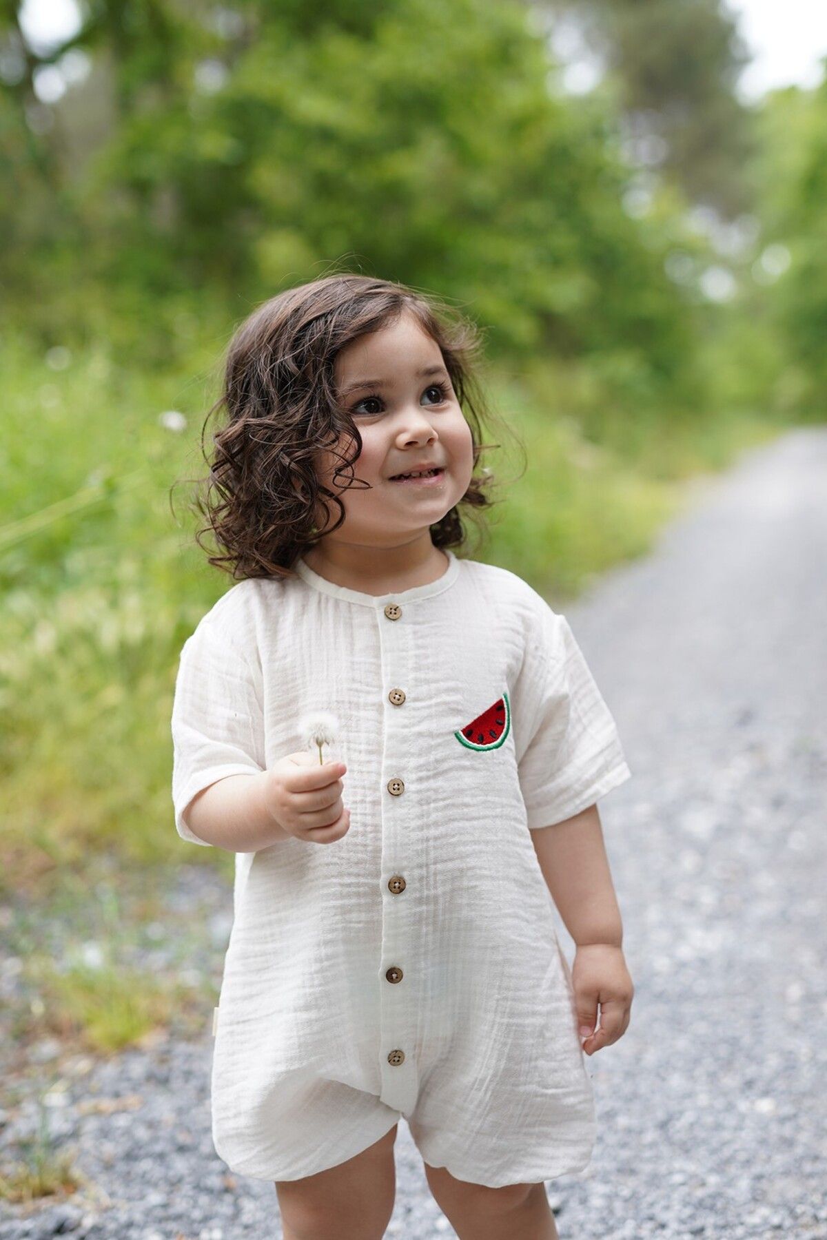 MELLS BABY-Watermelon Embroidered Muslin Children's Jumpsuit 3