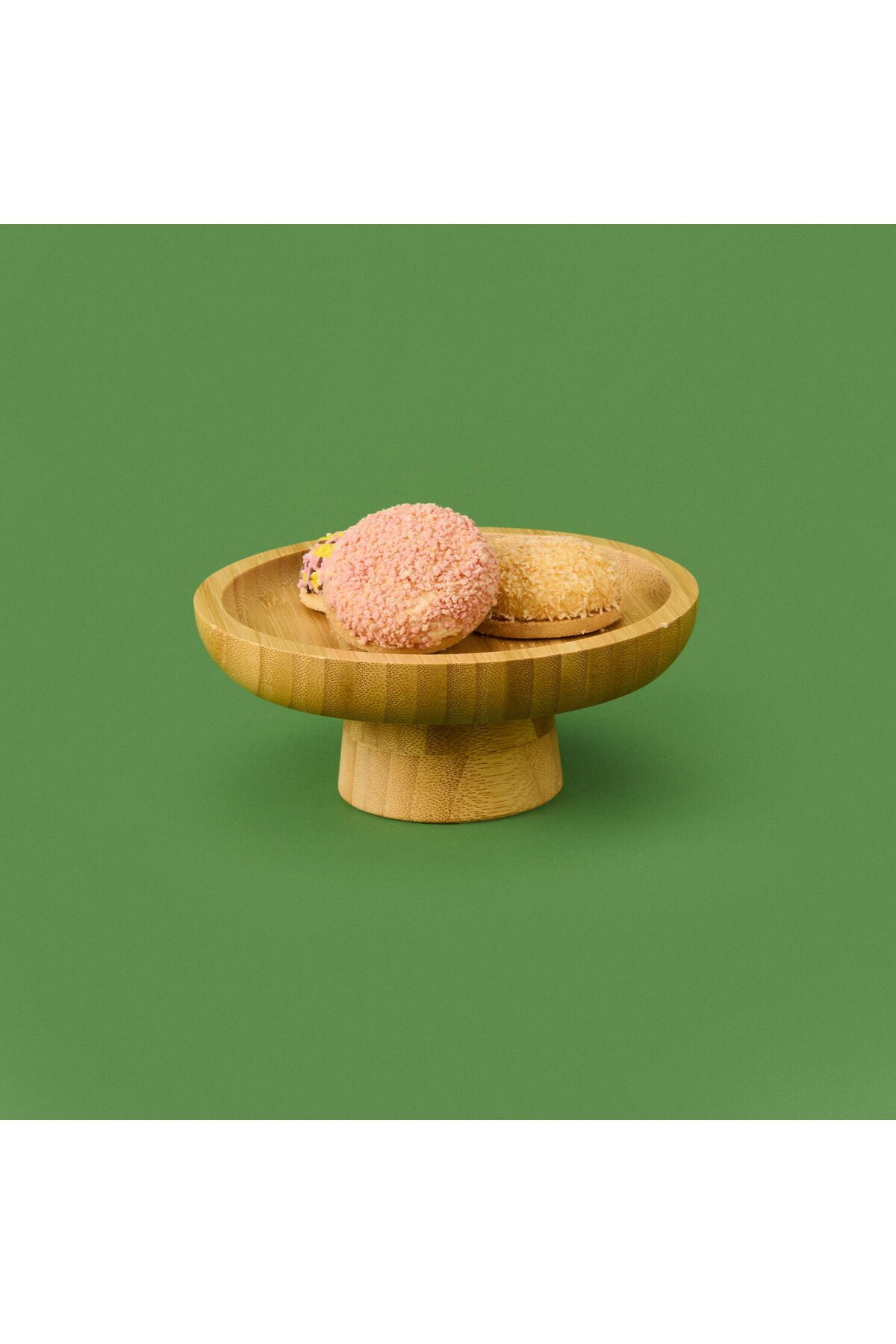 ASPARTAM Yuvarlak Ayaklı Bambu Sunumluk - Kahverengi - 15x6 Cm