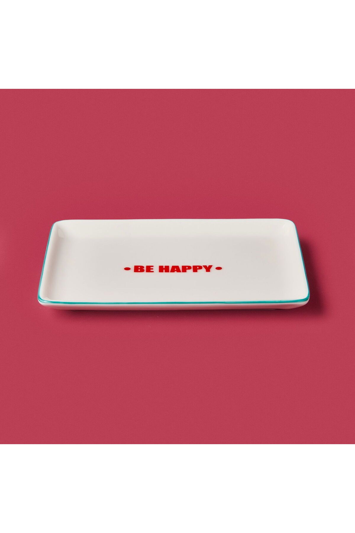 MATMEL Be Happy Servis Tabağı - Kırmızı / Pembe - 13x18 cm