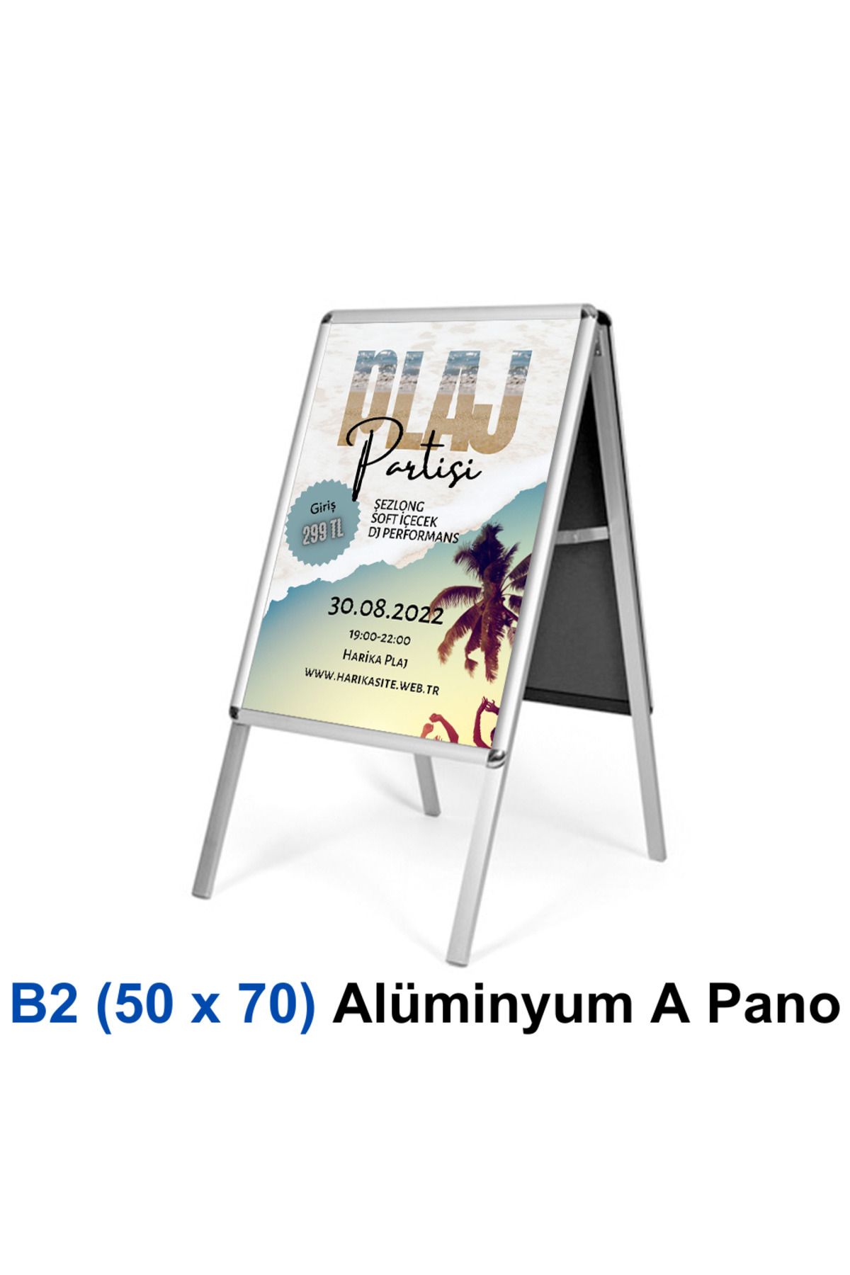 Karlobi B2 Alüminyum A Pano (50x70 cm) – | Çift Taraflı Katlanabilir | - | Reklam Standı |
