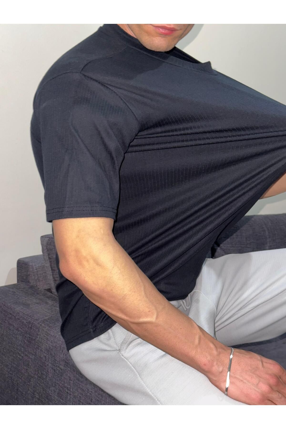 MODENZO Erkek Regular Kalıp Gofre T-Shirt