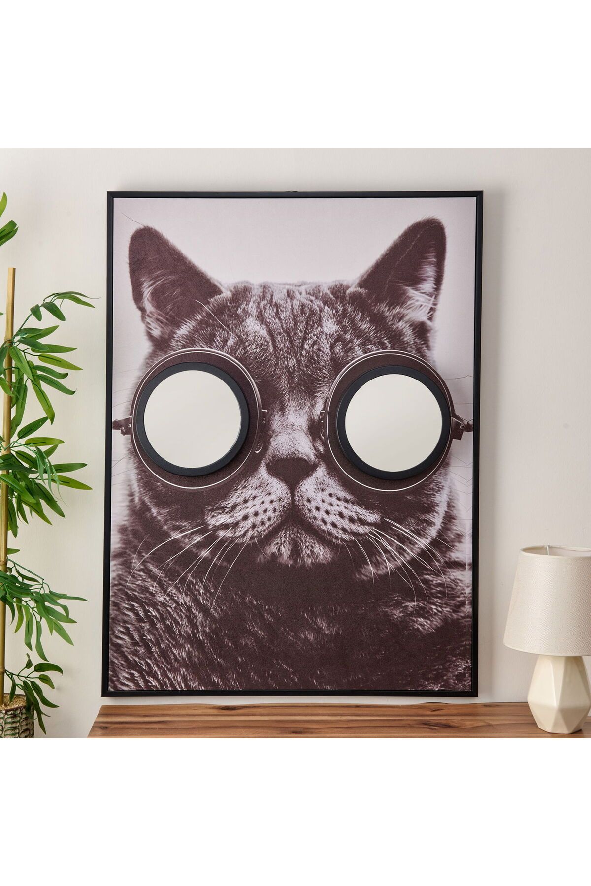 ASPARTAM Cat Aynalı Kanvas Tablo - Renkli - 75x100 cm