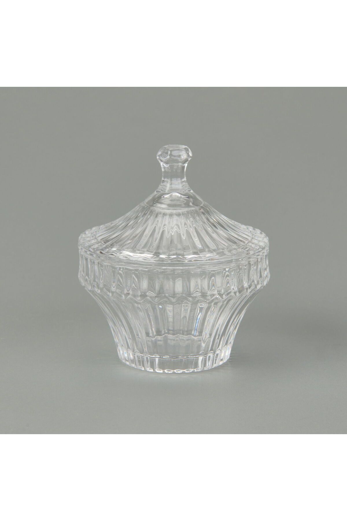 MATMEL Çizgili Desen Cam Kristal Şekerlik - Şeffaf - 7 cm