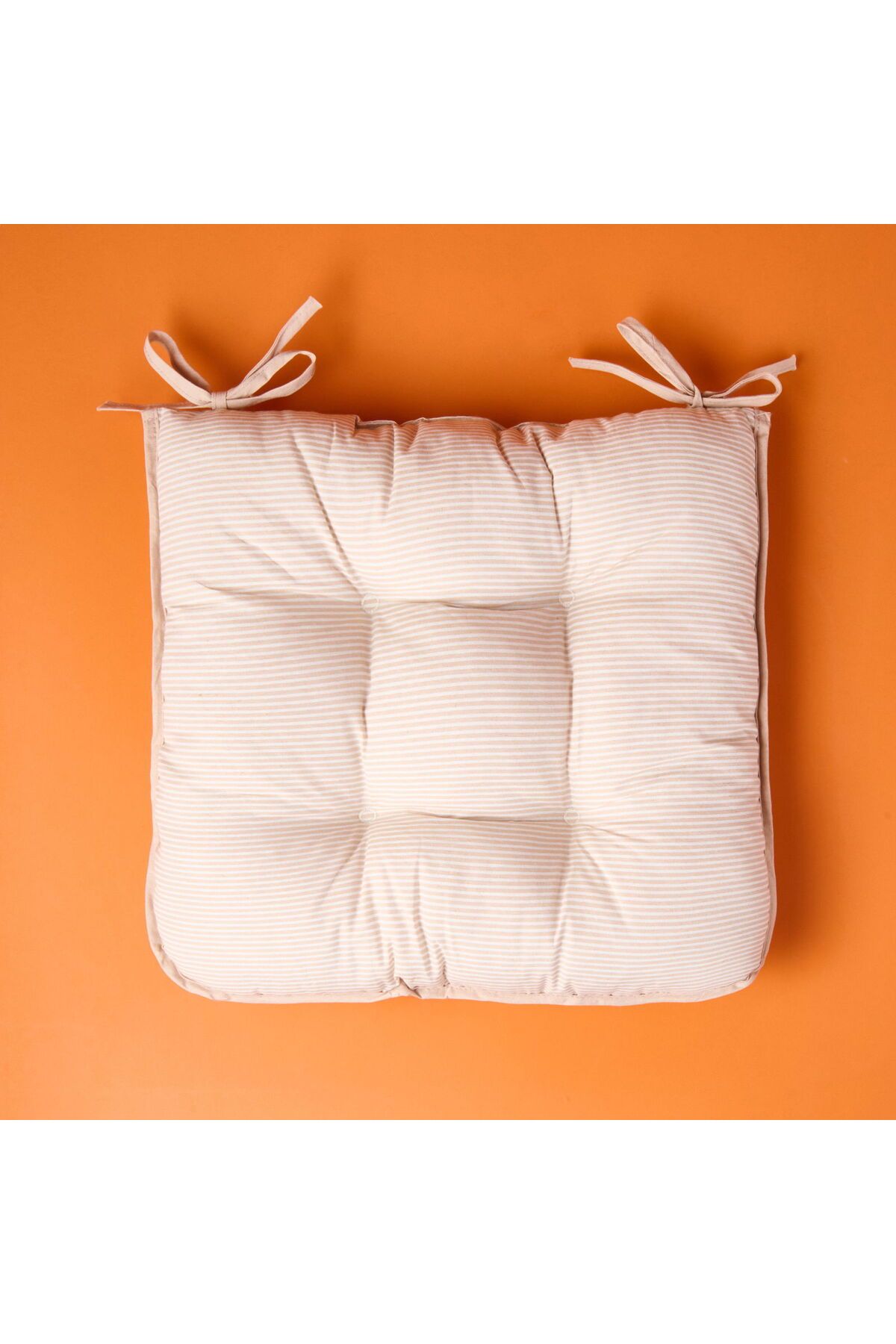ASPARTAM Palm Breeze İnce Çizgili Sandalye Minderi - Ekru / Bej - 43x43 cm