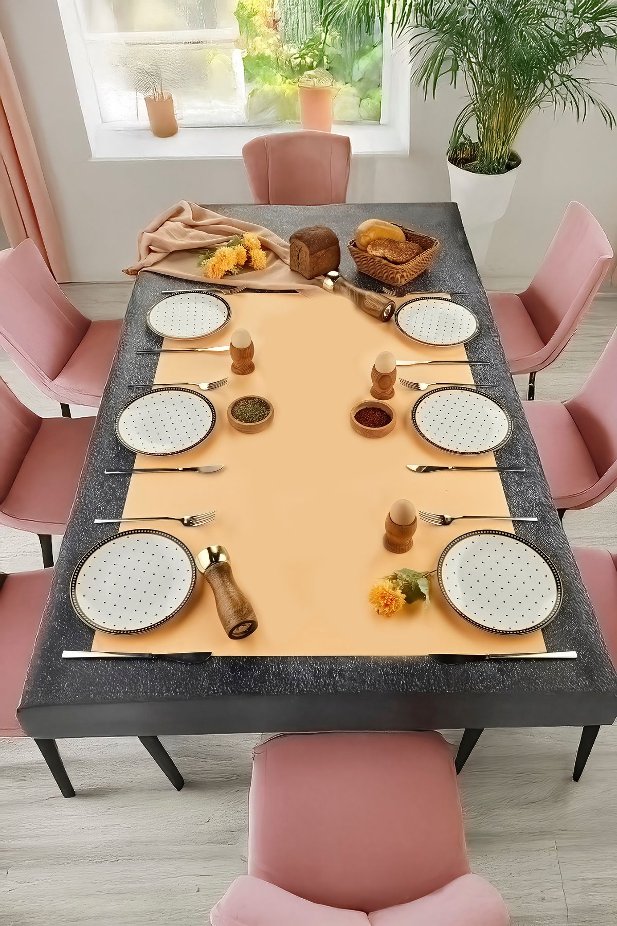 Babion Lüx Seramik Puantiye 6 Kişilik Pasta Tabağı Seti, Hediyelik Pasta Sunum Tabağı 20cm