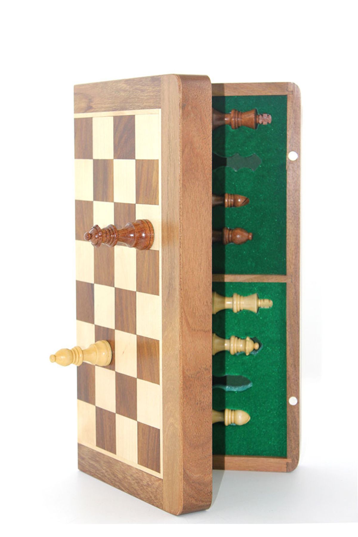 Orkun MANDIRACILAR Mıknatıs Taşlı Ahşap Katlanabilir Kutulu Satranç Oyunu 35 Cm