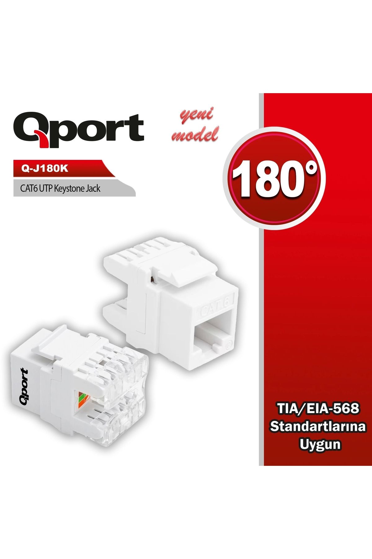 Qport TEKNOTEG - QPORT Q-J180K CAT6 180 DERECE KEYSTONE JACK