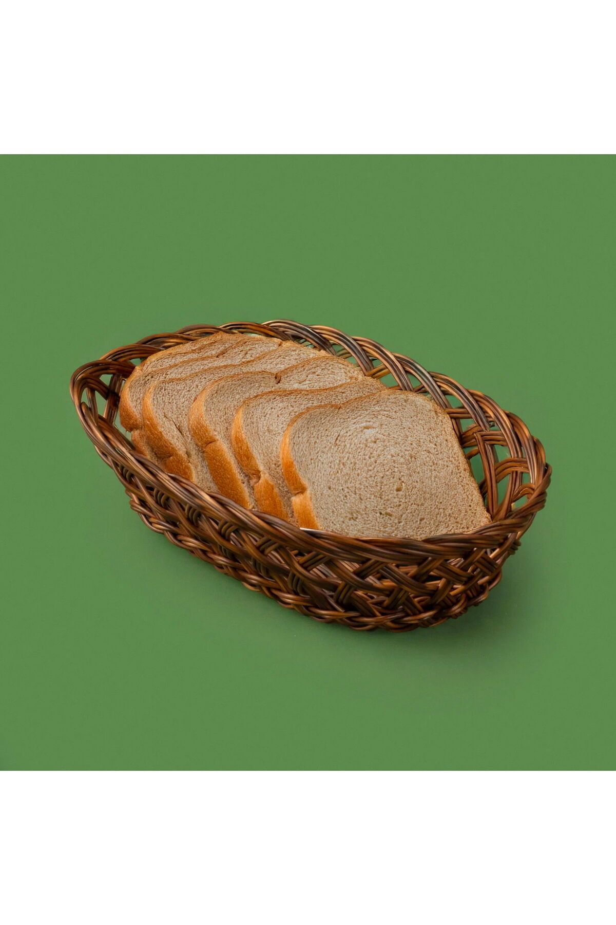 Kosova Tekli Oval Yemek Sepeti - Kahverengi - 28x20 cm