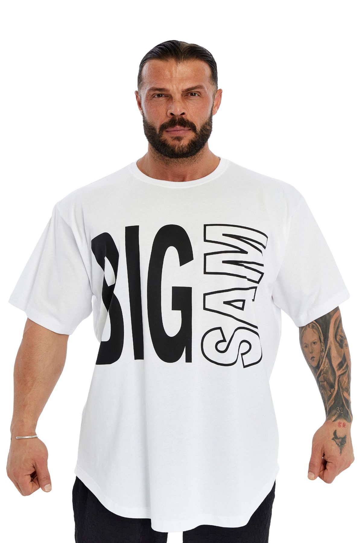 Big Sam Oversize Pamuk T-shirt Gym Rag Top Big Sam 3382
