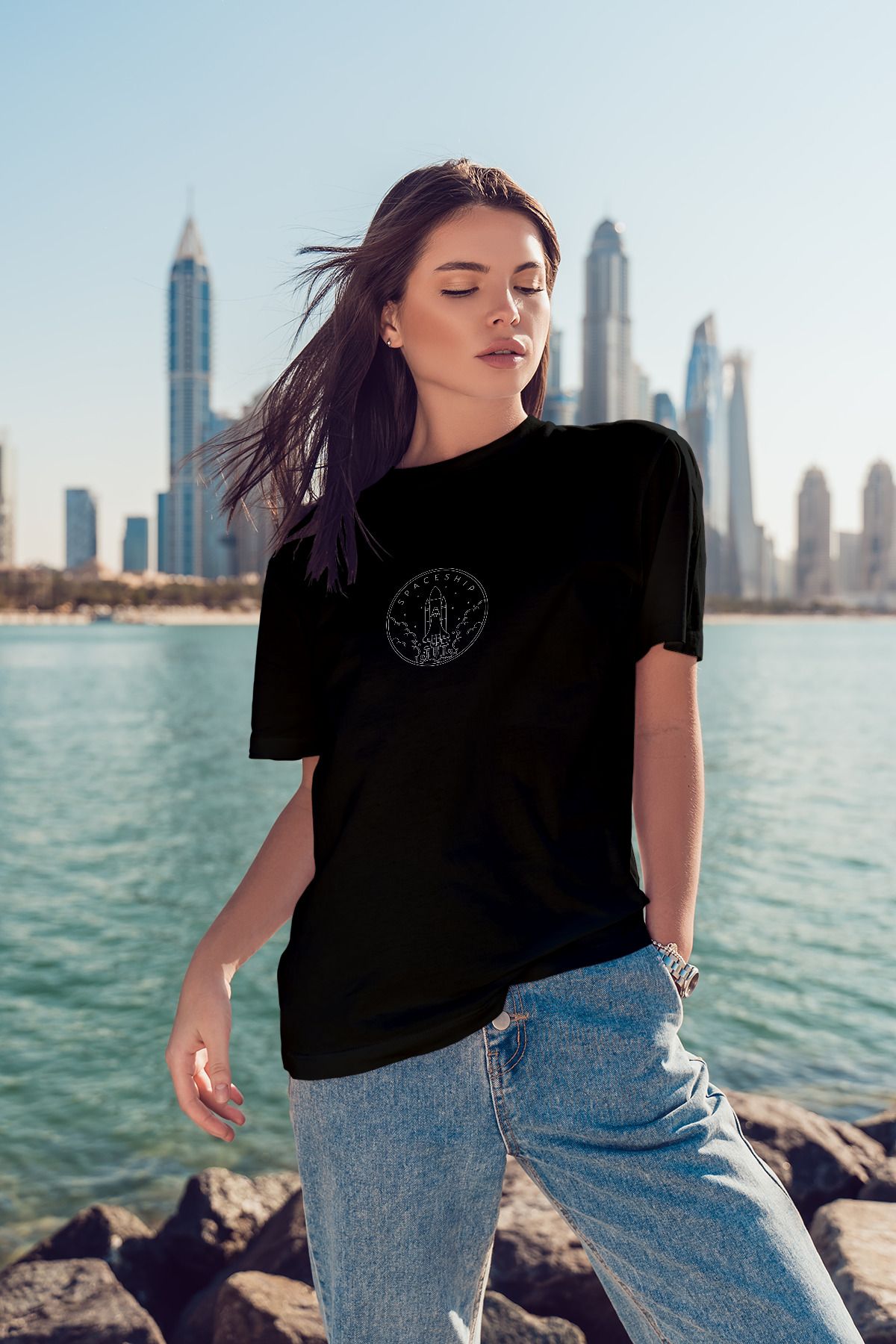 Decrift Spaceship %100 Pamuk Kadın T-Shirt