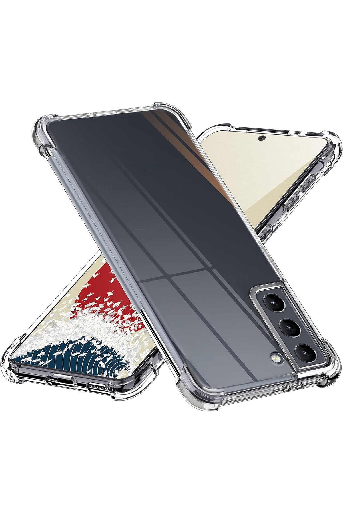 CaseArt Samsung Galaxy S21 Kapak Kamera Korumalı Antişok Airbag Köşe Korumalı Silikon Şeffaf Kılıf