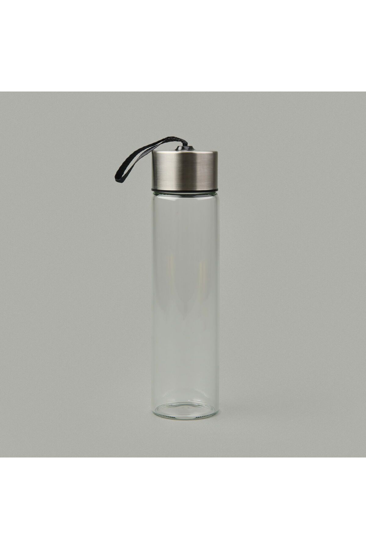 MATMEL H2O Metal Kapaklı Cam Matara - Şeffaf / Gri - 450 ml