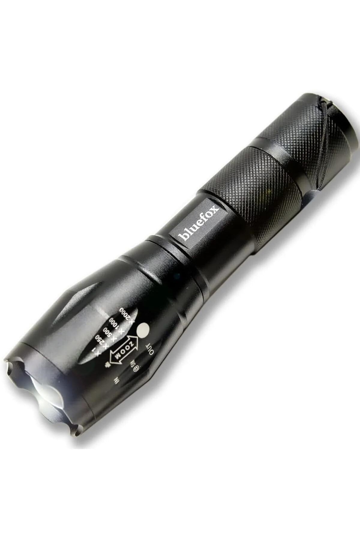 Mu Art Ahşap Mrt Güçlü LED El Feneri, 10W Ultra Parlak Işık, 5 farklı Mod, Zoom Özellikli, Dayanıklı Alu