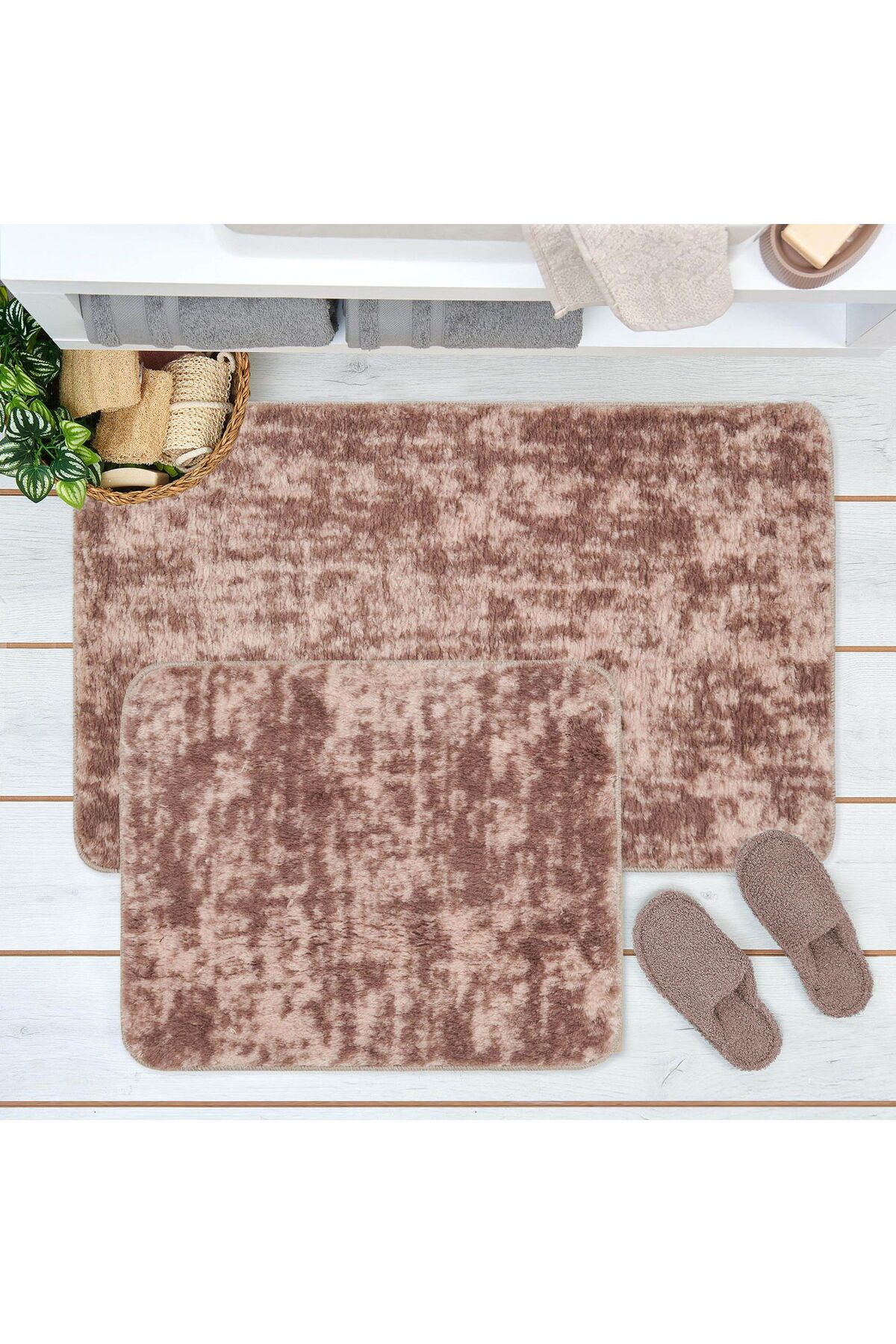 MATMEL Wellsoft Banyo Paspası - Bej - 60x100 cm + 50x60 cm
