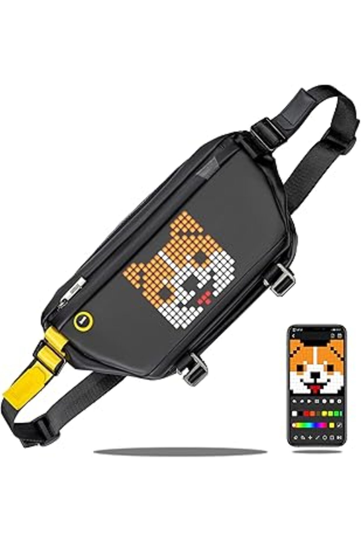 Mu Art Ahşap Divoom Pixoo Pixel Art Sling Bag Göğüs Çantası, Sırt Çantası, Omuz Çantası, Uygulama Kontrollü 16 X