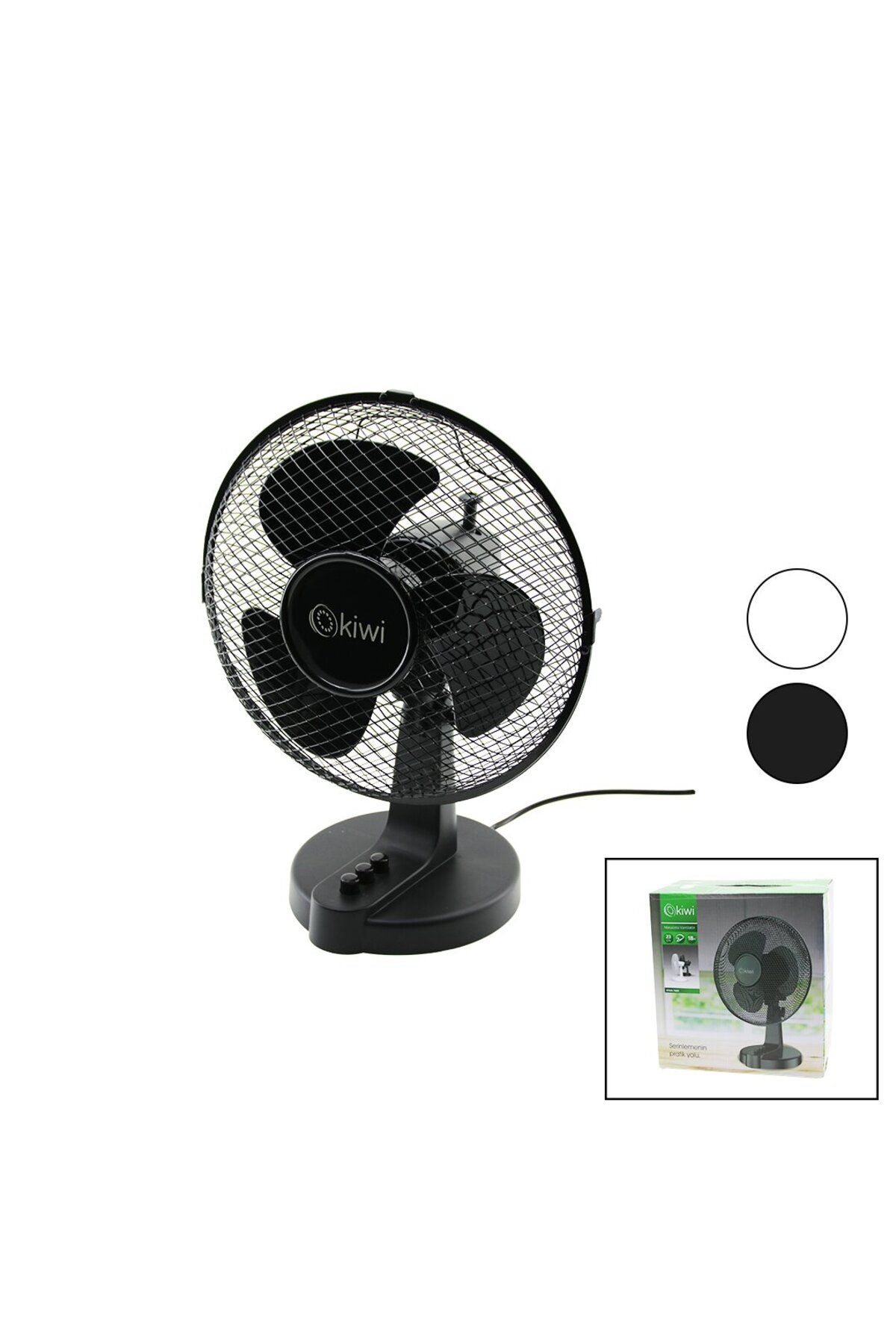 STOREMAX svticaret KİWİ KN-7609 23CM MASA ÜSTÜ VANTİLATÖR METAL KAFES 2 KADEME HIZ 3 PLASTİK