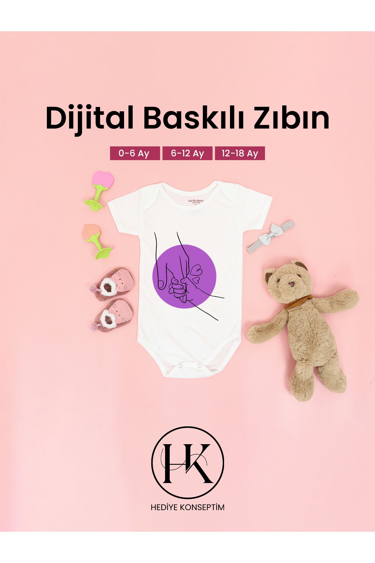 hediye anne bebek eli baskılı zıbın