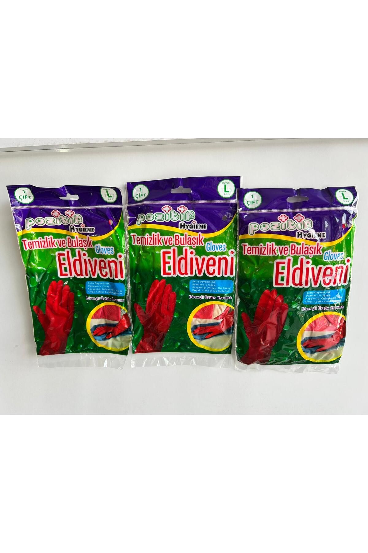 Pozitif Hygiene 3 ADET BULAŞIK ELDİVENİ L