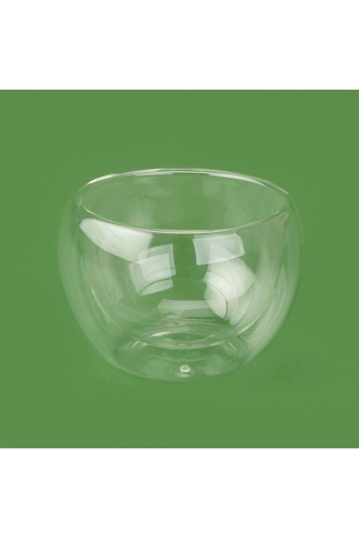 Kayra Çift Cidarlı Cam Kase - Şeffaf - 10x7 cm