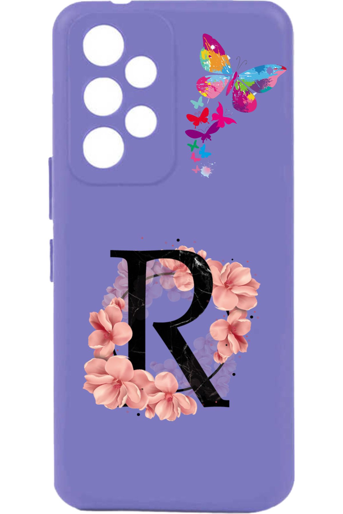 Rotaks Galaxy A23 4g Uyumlu Kılıf Silikon Esnek Soft ve Pürüzsüz İsme Özel Baskılı Mor