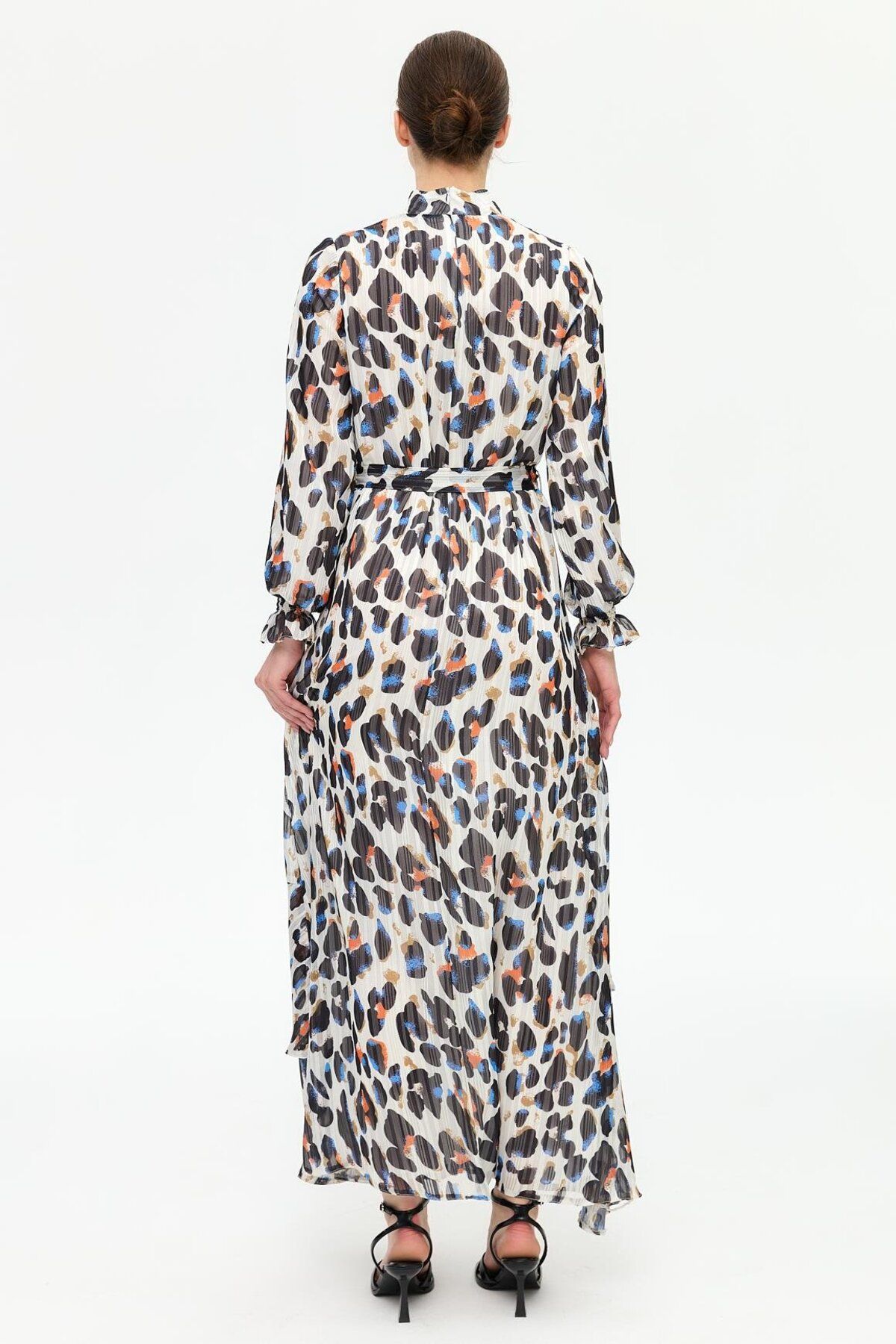 Esswaap-Stain Patterned Empirime Dress Ecru 7