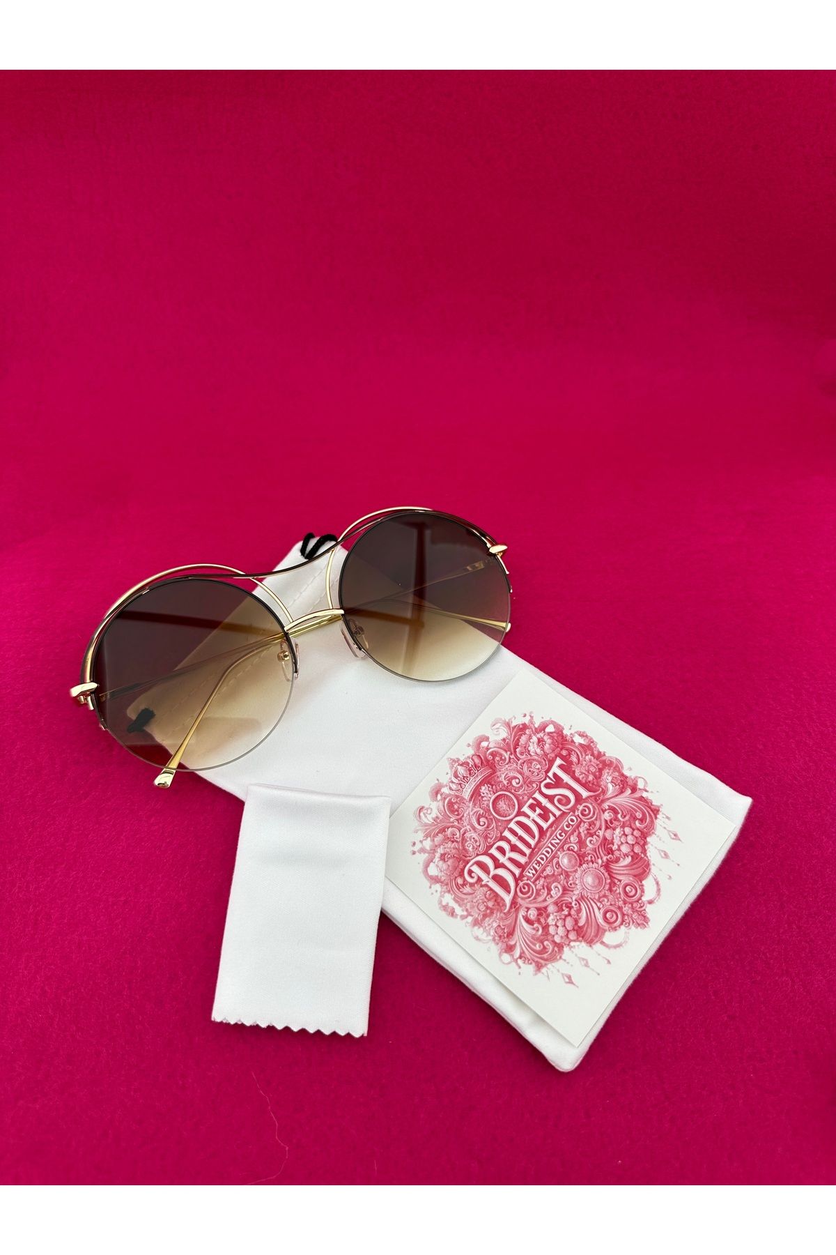 BRIDEIST WEDDING CO Vintage Kahverengi Yuvarlak Casual Gözlük| Kahverengi Camlı Yuvarlak Metal Gözlük