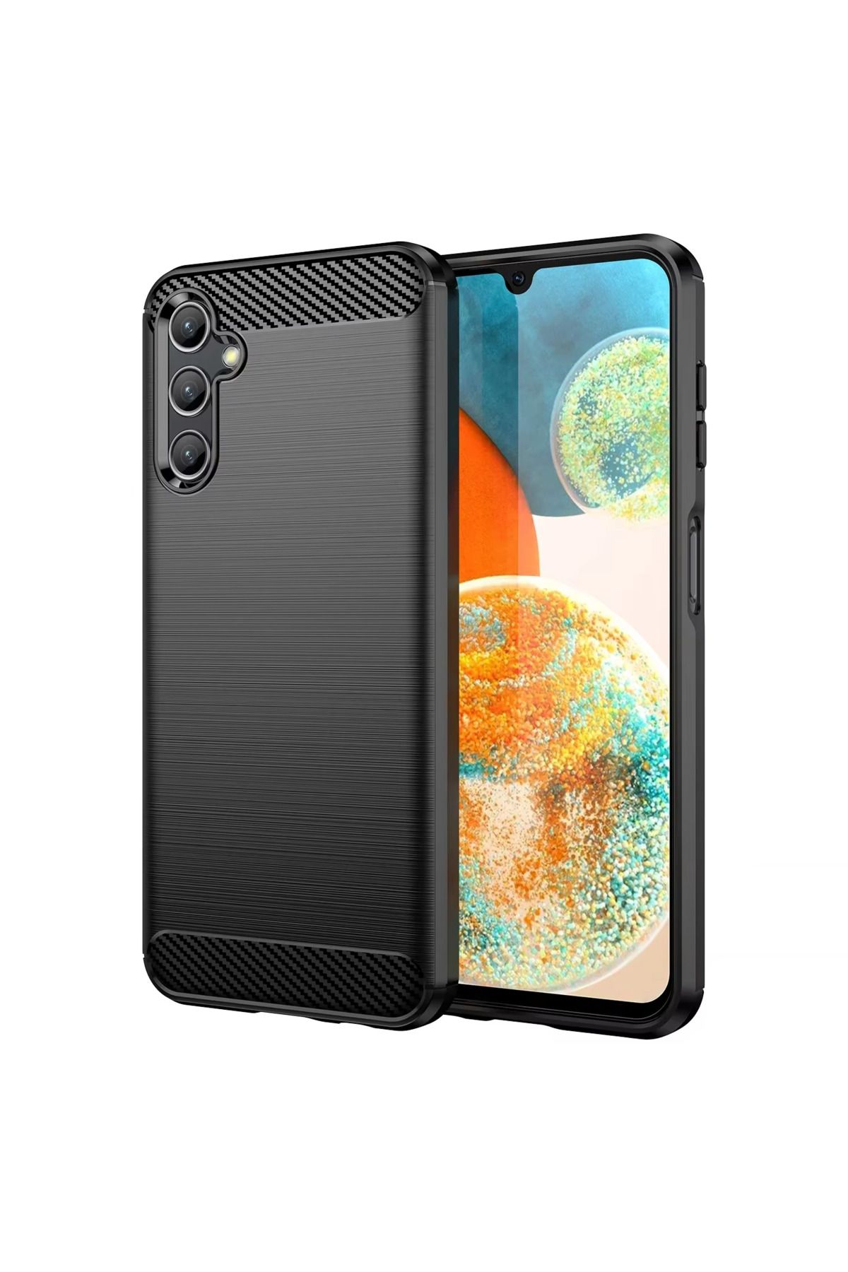 Microcase Samsung Galaxy A36 5G ile Uyumlu Brushed Carbon Fiber Silikon Kılıf - Siyah AL3332