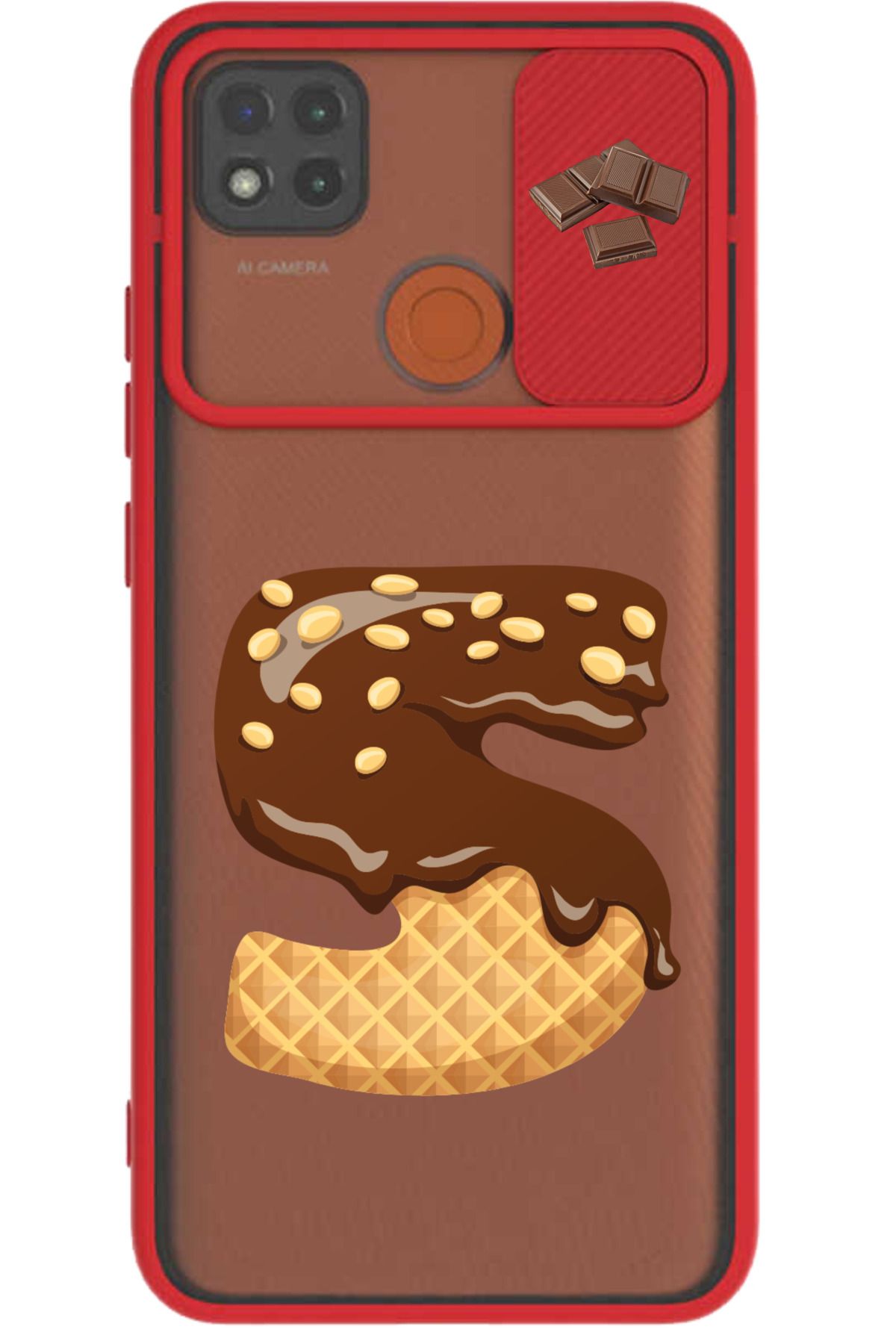 Rotaks Xiaomi Redmi 9c Uyumlu Kılıf Sürgülü Slayt İsme Özel Çikolata Harf Baskılı