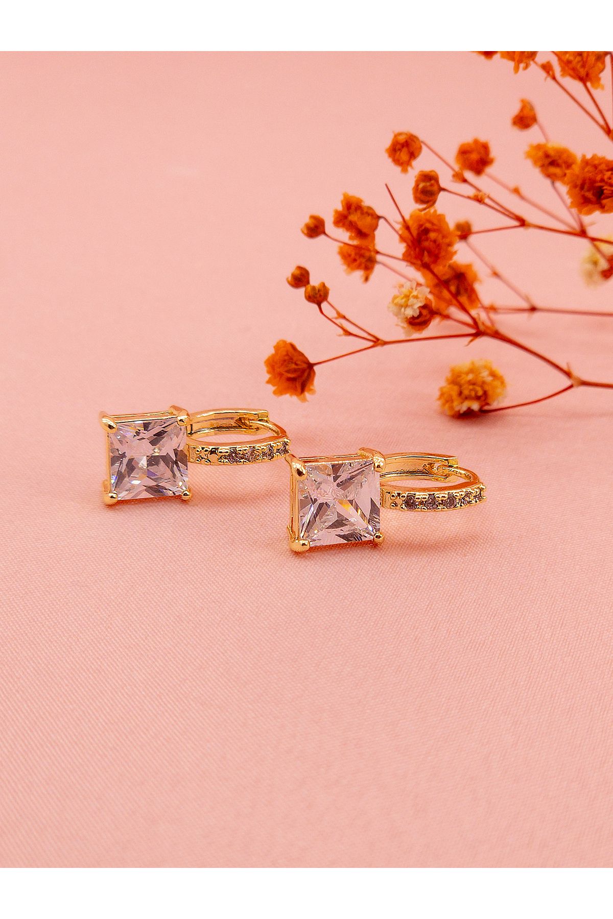 luree accessories Kesme Taşlı Çelik Küpe