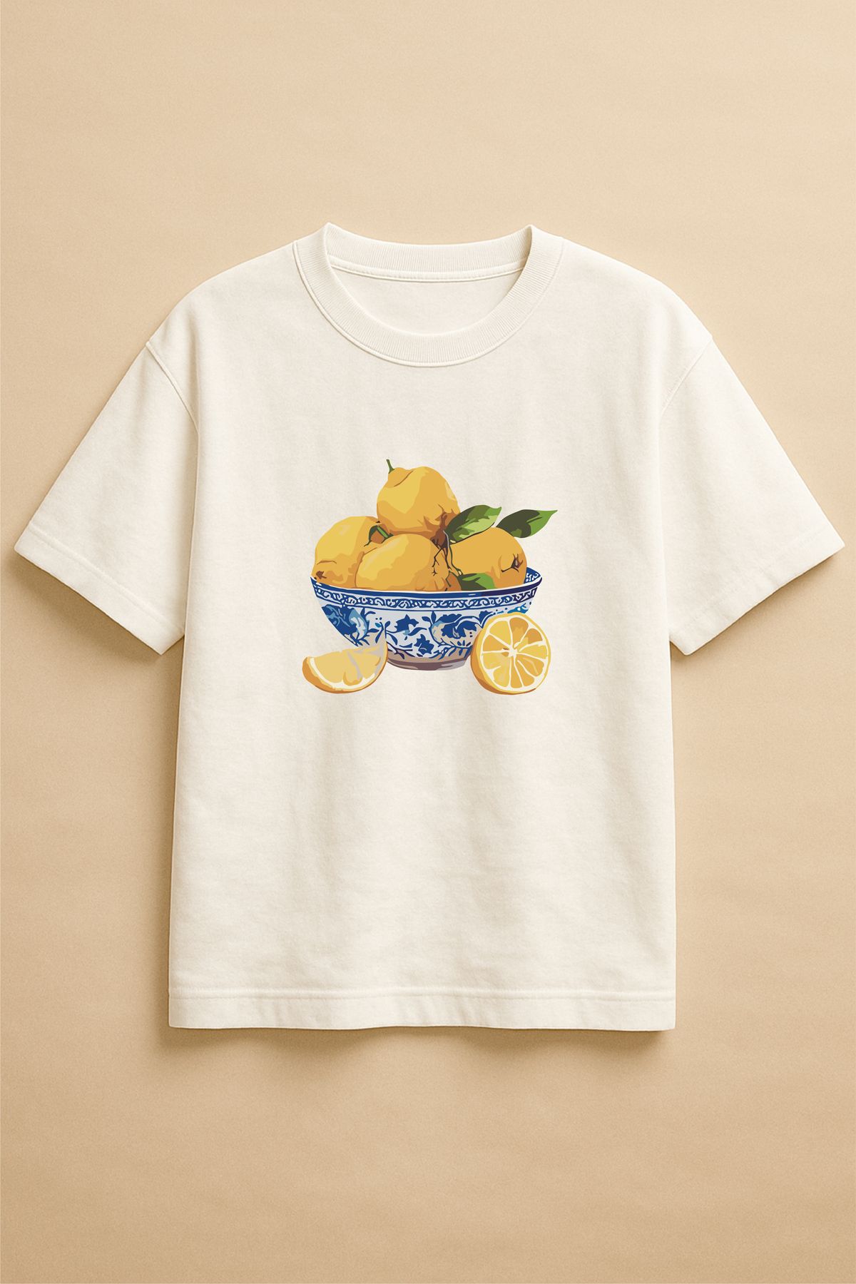 Altair Tr Beyaz Renk Oversize Limon Baskılı Unisex Tişört T-Shirt