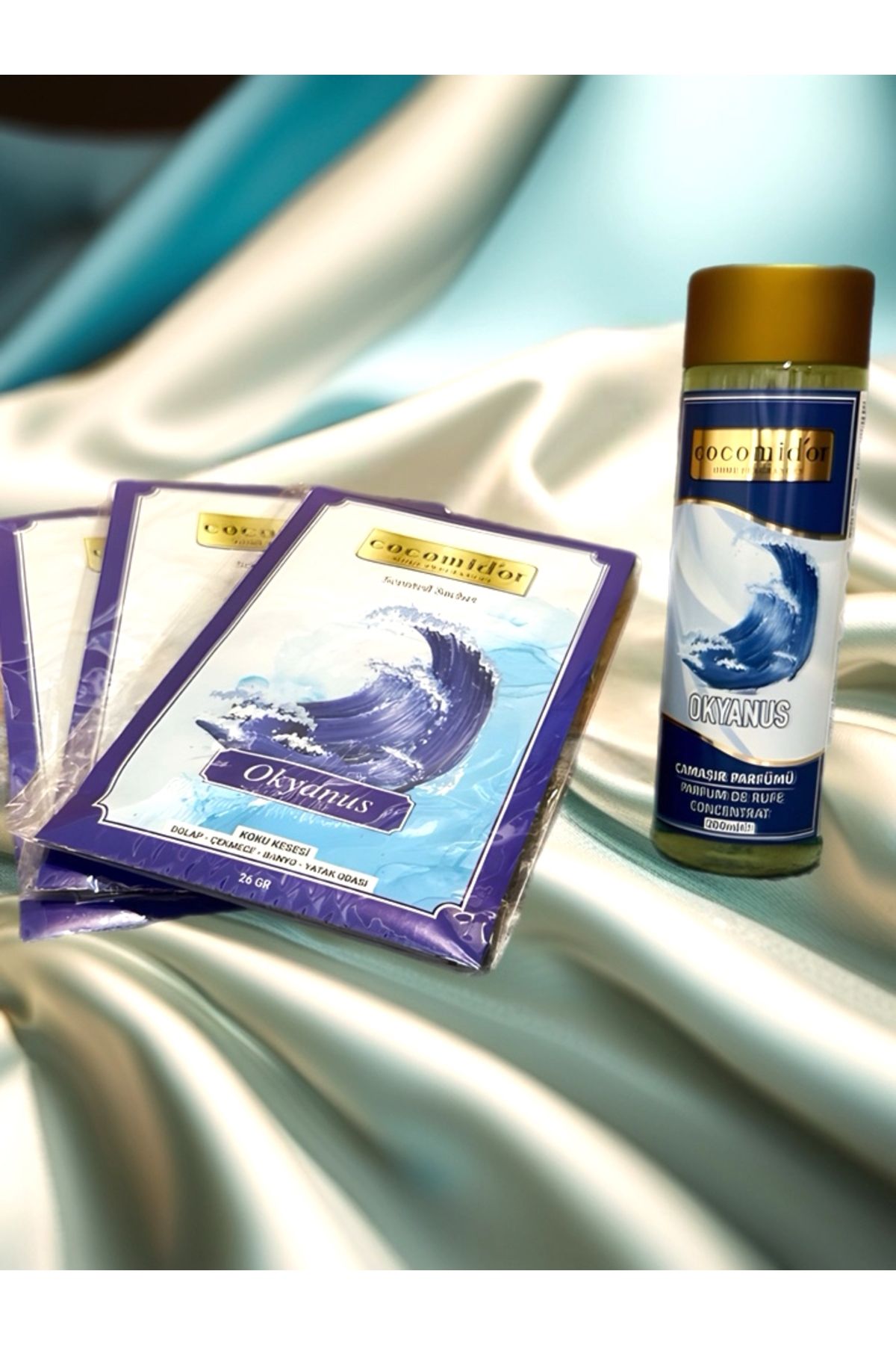Cocomidor Okyanus Kokulu Set – 3 Adet Dolap Kokusu + 200 ml Çamaşır Parfümü
