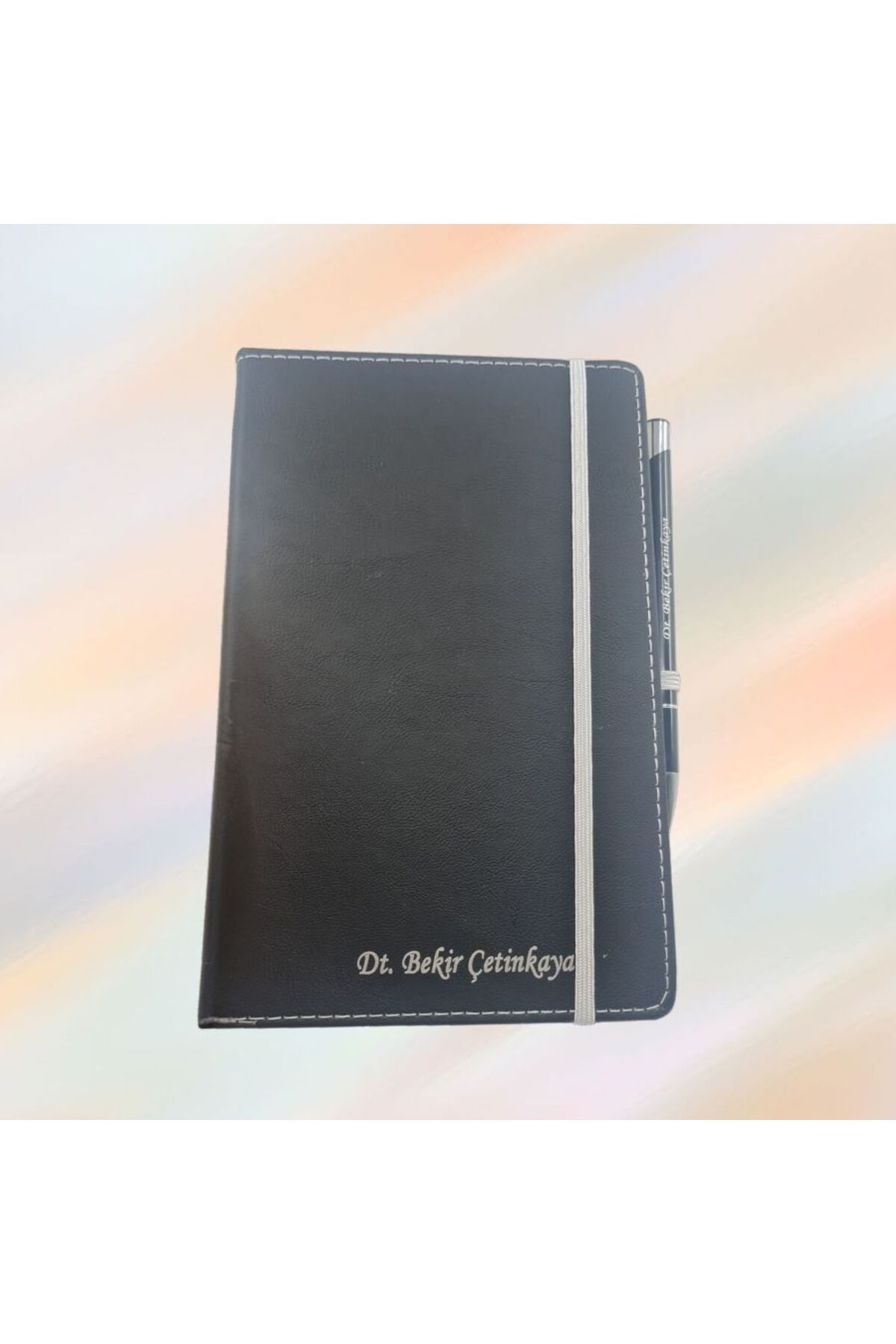 HediyesiBizden Kişiye Özel Isim Baskılı Deri Kapaklı Çizgili Sihirli Defter Ve Kalem Seti