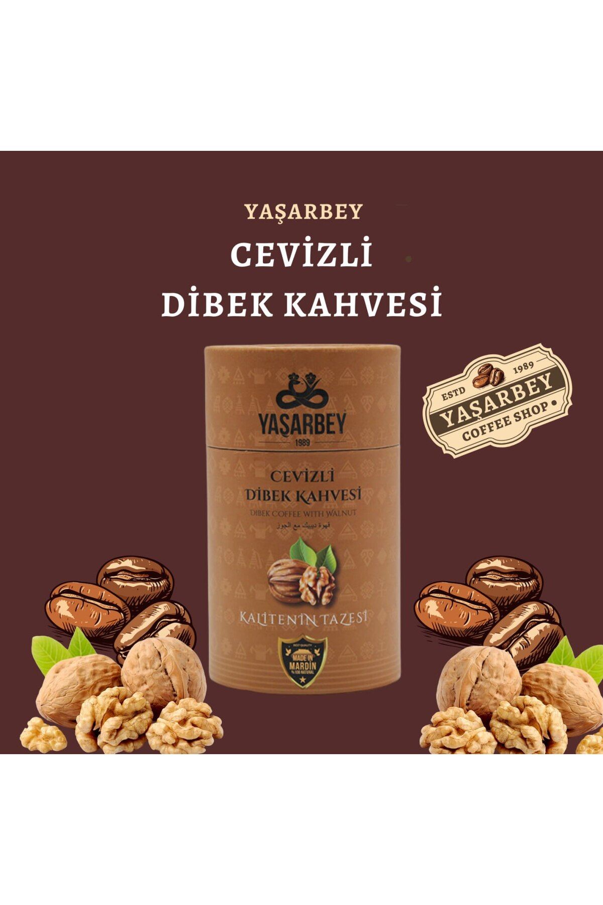 Yaşarbey MARDİN SPECİAL CEVİZLİ DİBEK KAHVESİ 400 GR [ÖĞÜTÜLMÜŞ CEVİZ PARÇACIKLI]-(HEDİYELİK KUTU)
