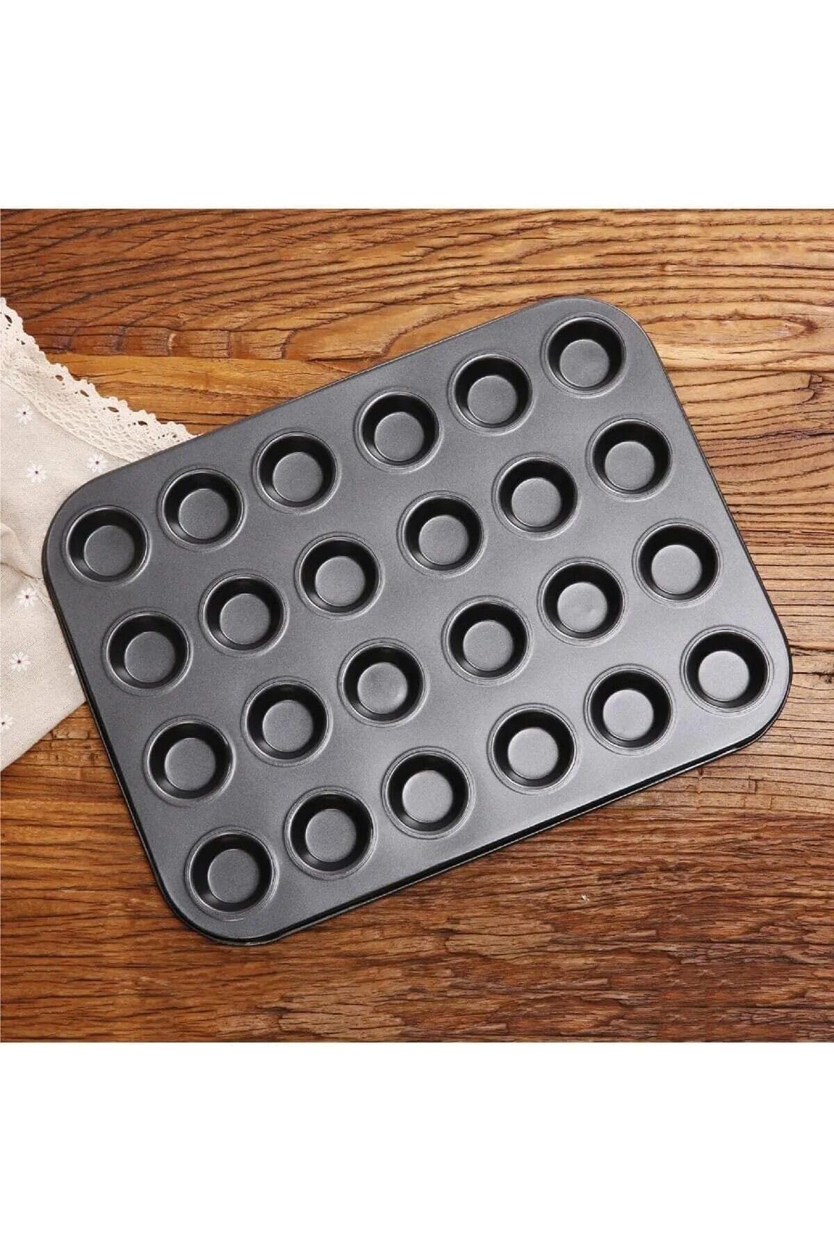 STOREMAX ELZ Home Muffin Ve Cup Cake Tepsisi,24 Bölmeli Fırın Kabı,Mini Kek Ve Pasta İçin 24'Lü Kek Ka