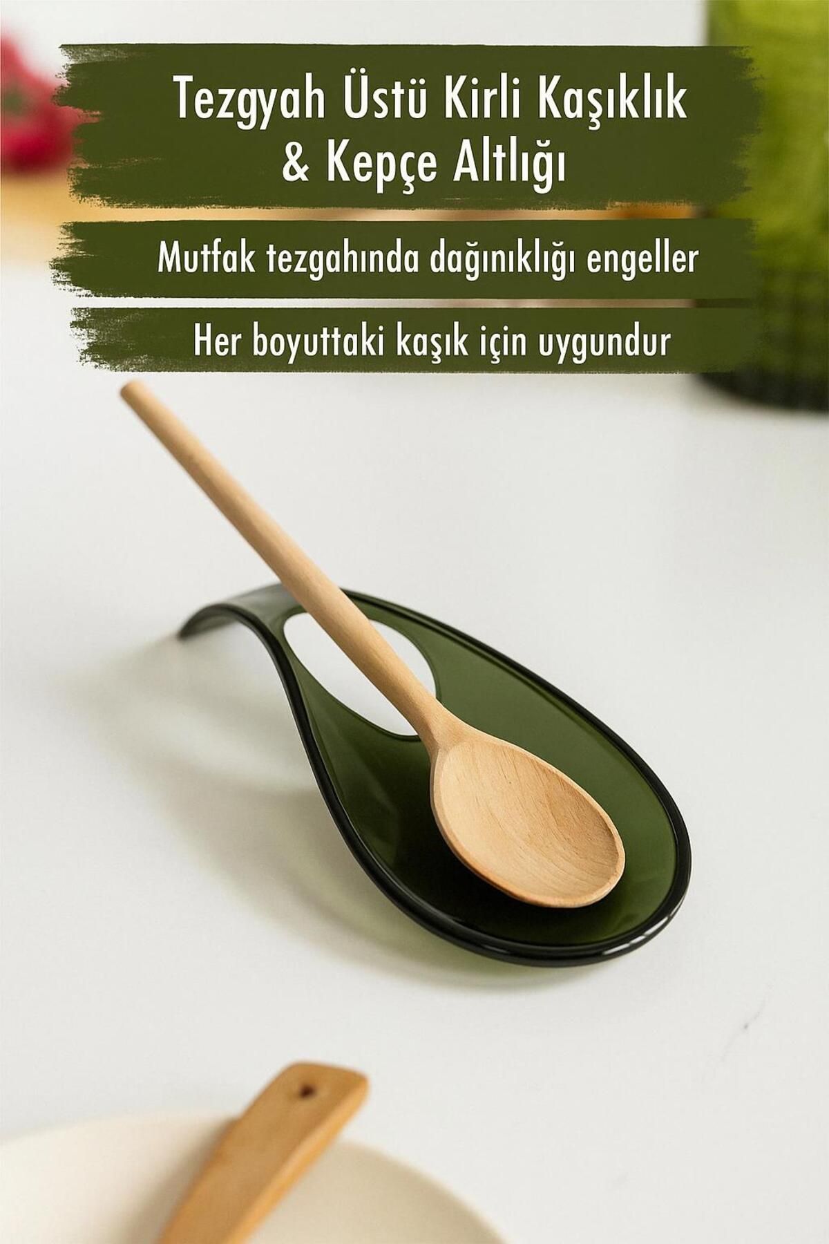 Hangora Akrilik Koyu Yeşil Tezgah Üstü Kirli Kaşıklık & Kepçe Altlığı