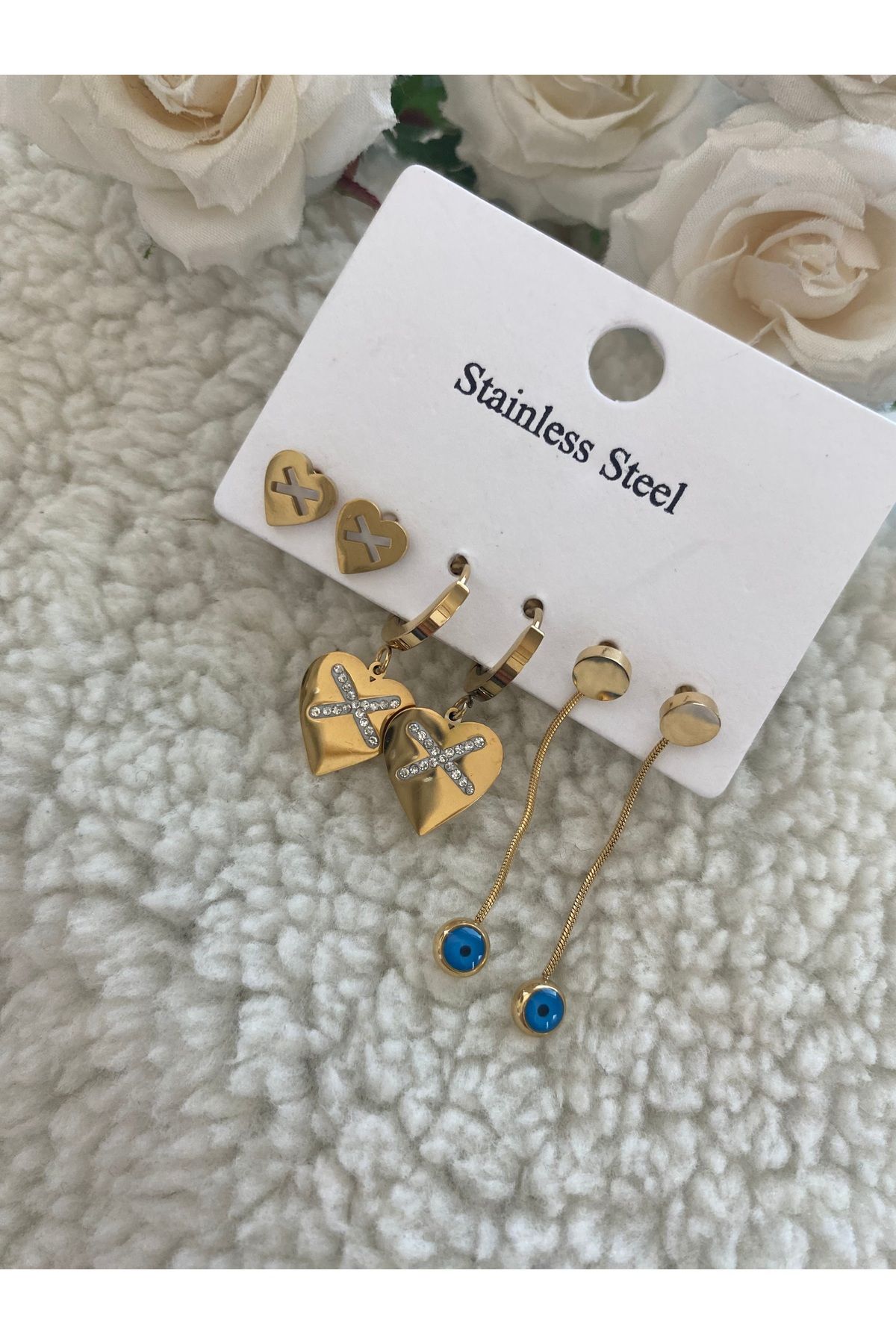 begonyam aksesuar Çoklu Gold Küpe