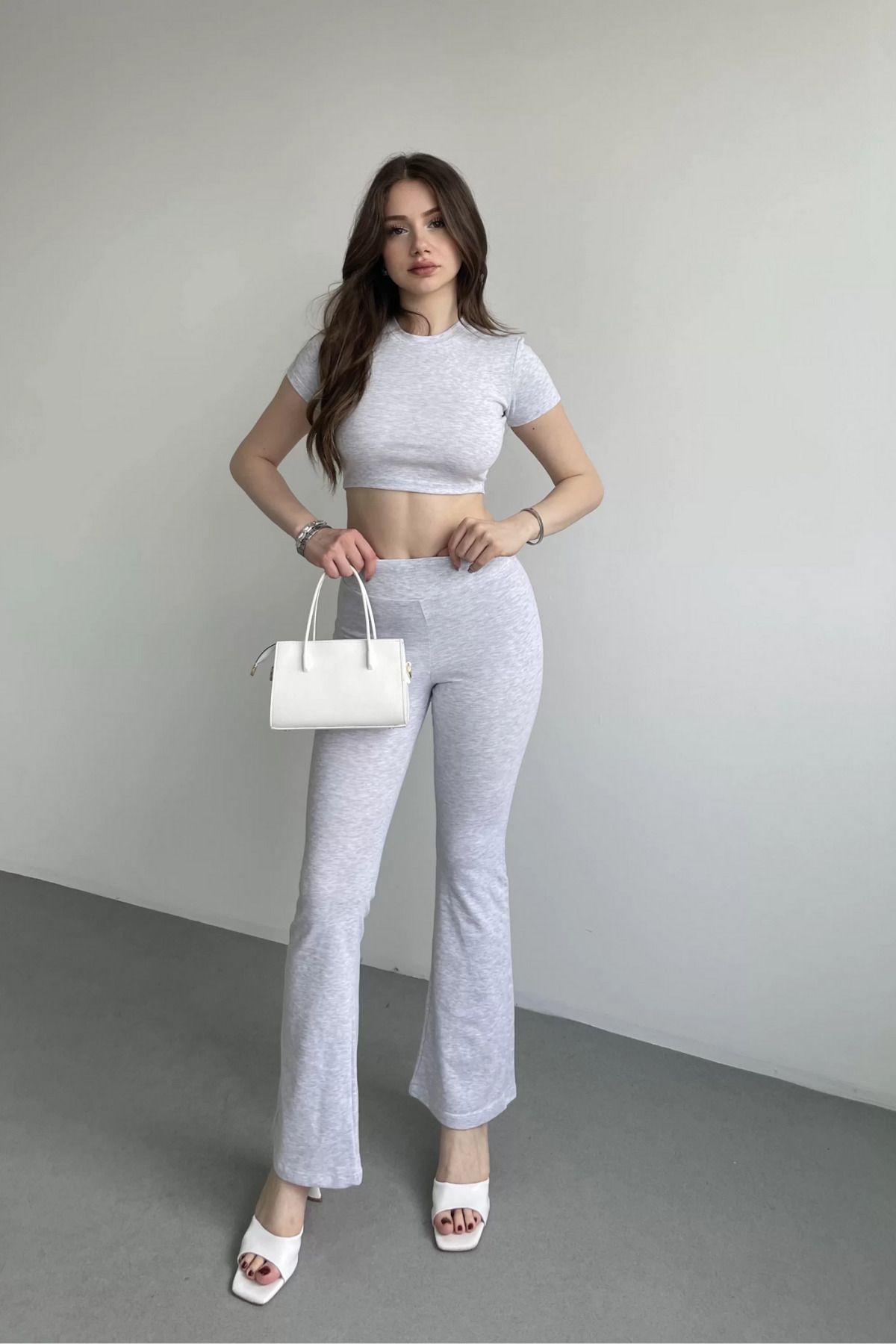 MOZENA İspanyol Paça Tayt Crop İkili Takım