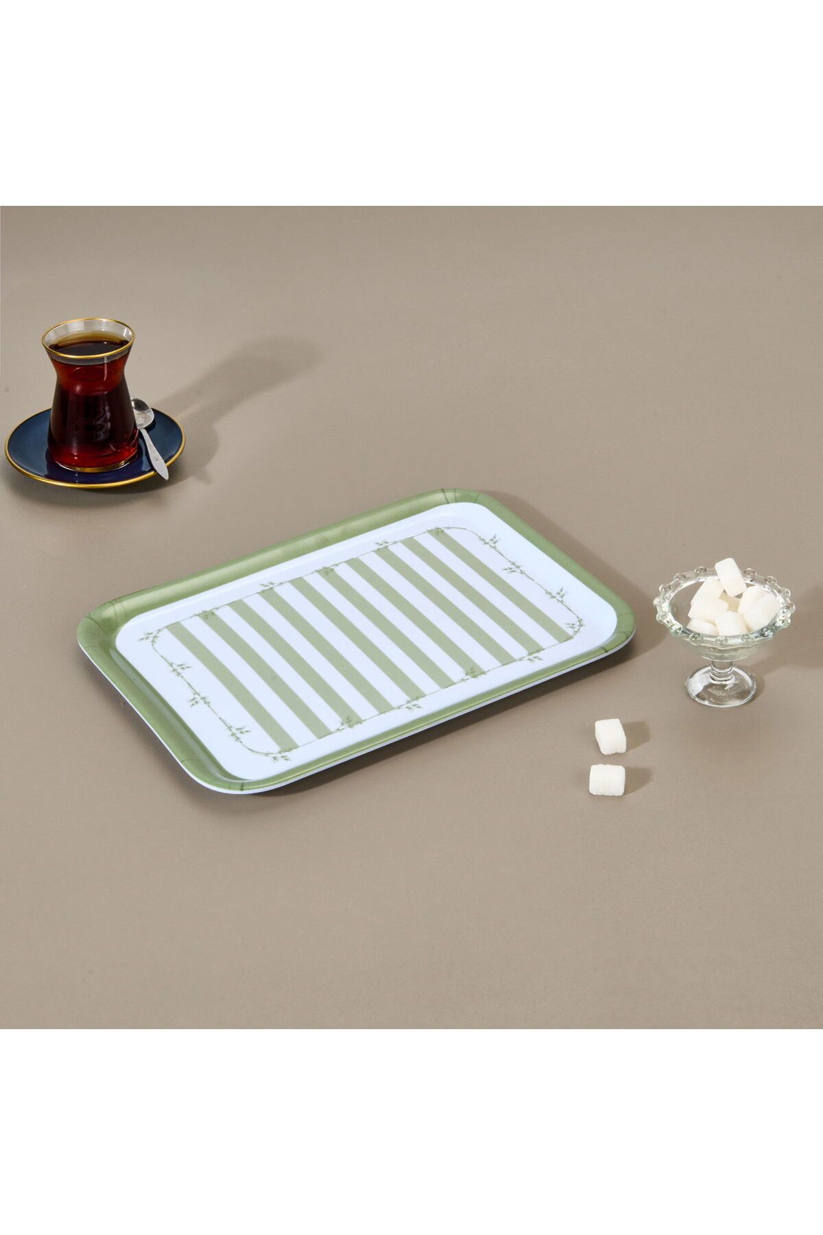MATMEL Blad Tepsi - Yeşil / Beyaz - 27x21 cm