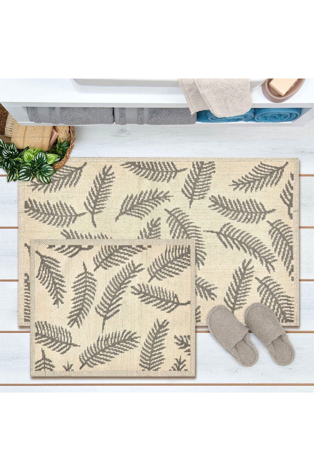 MATMEL Folia 2'li Banyo Paspası - Gri - 60x100 cm + 50x60 cm