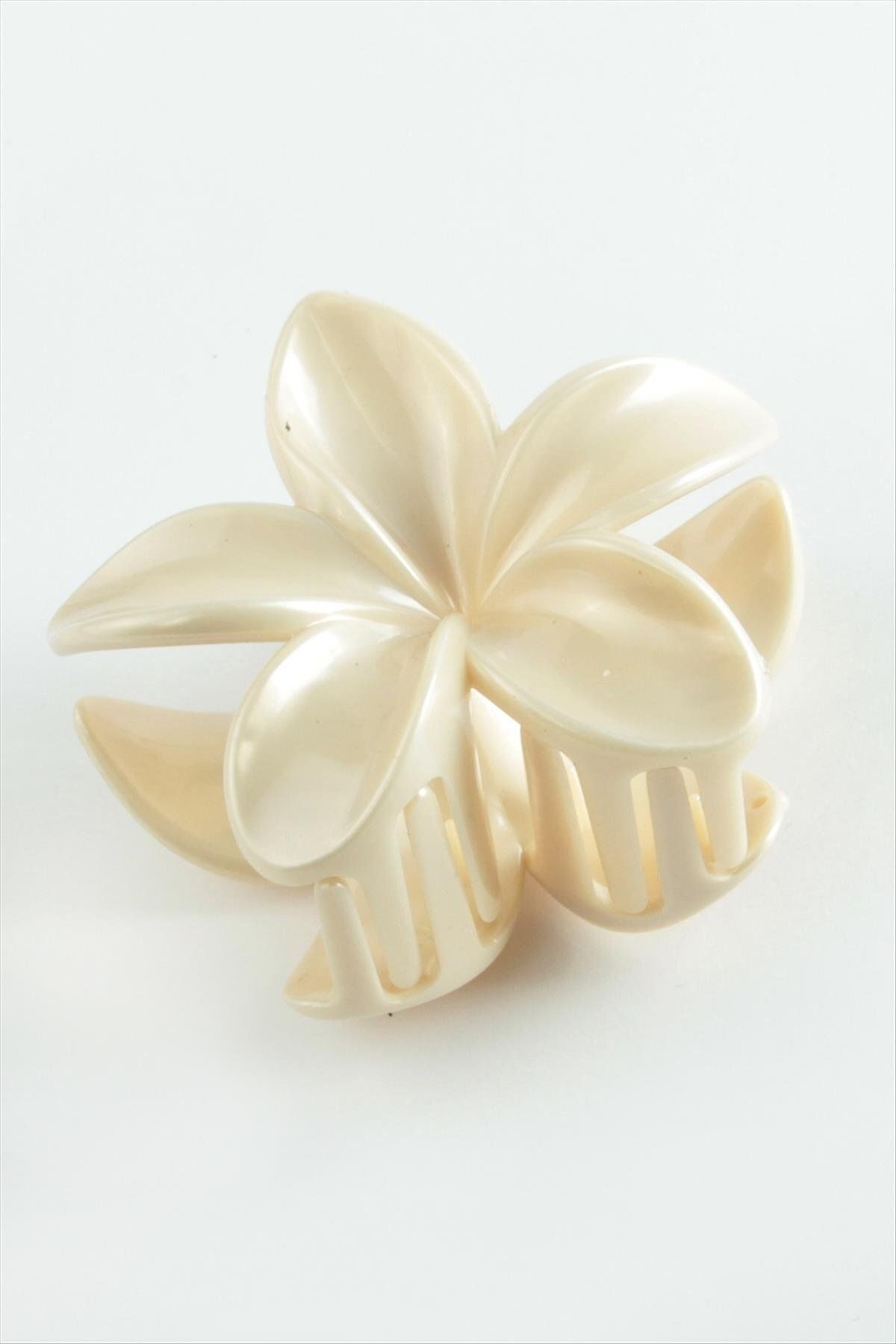 ZERİUM Lotus Krem Mandal Toka – Şık Sağlam Kadın Saç Aksesuarı / Toka (8Cm)