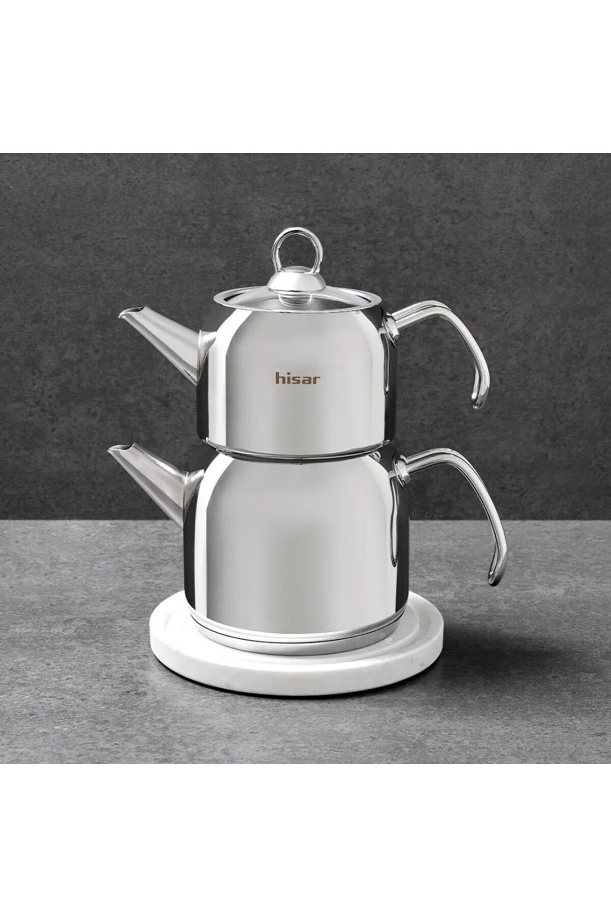 ASPARTAM Satürn Çelik Çaydanlık - Inox - 2 lt + 1 lt