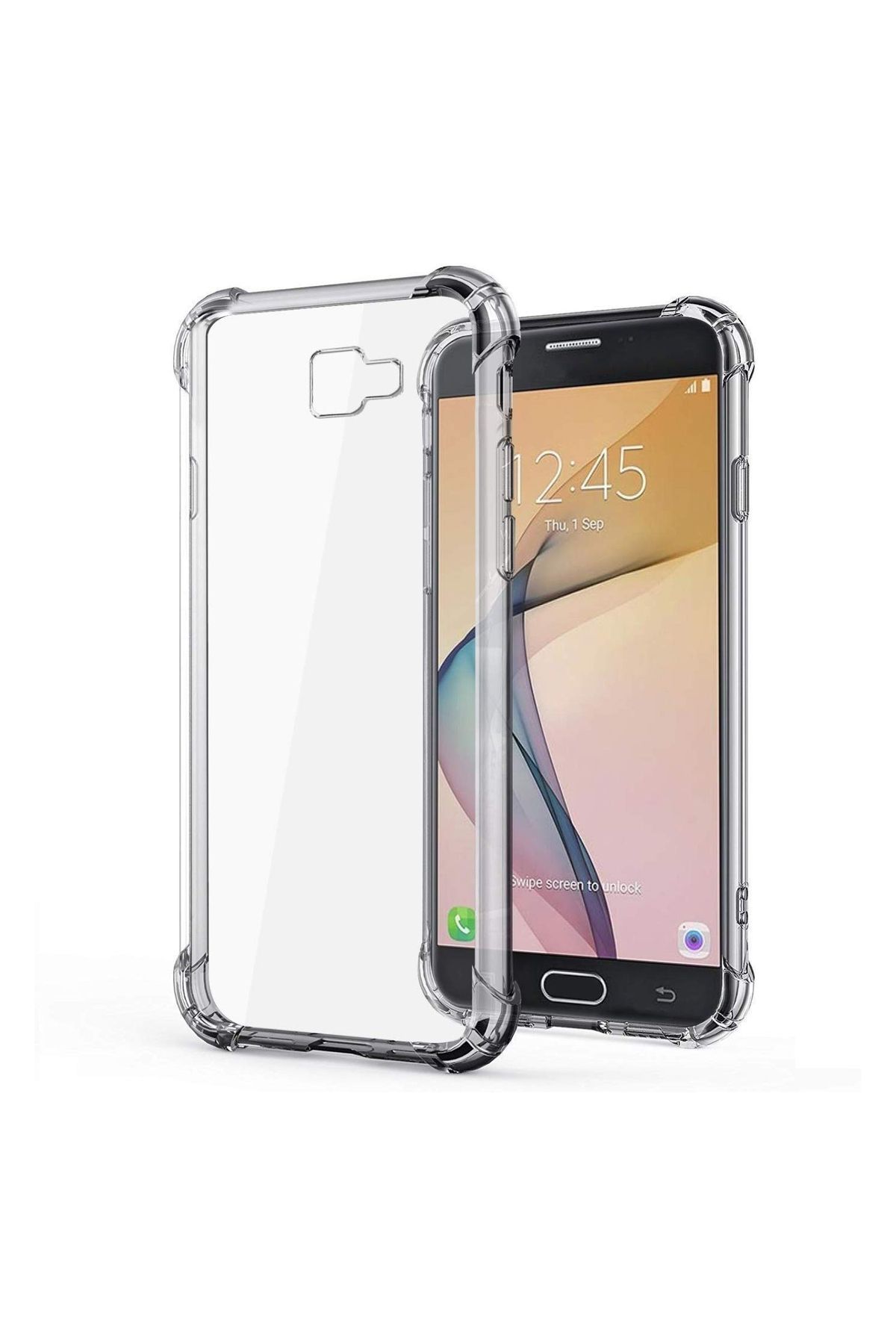 CaseArt Samsung Galaxy J7 Prime ile uyumlu Kapak Köşe Korumalı Airbag Antishock Şeffaf Silikon Kılıf