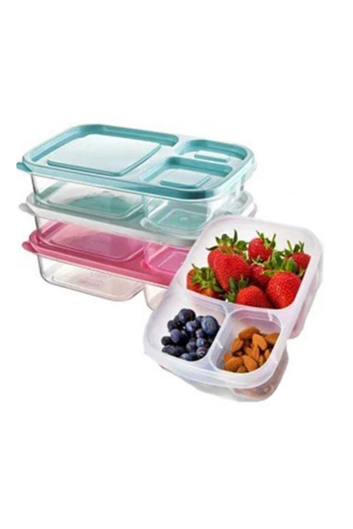 STOREMAX-Jvnnastore 3 Compartment Sefer Bowl Practical Easy Food Diet Storage Ration Container 646268 3