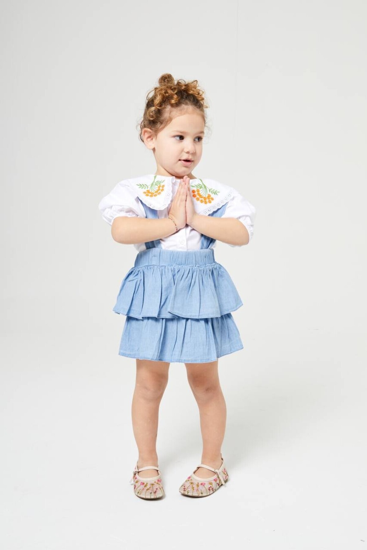 zeyelababy İşleme Detaylı Gömlekli Salopet Elbise fotoğrafı 6 (önizleme)