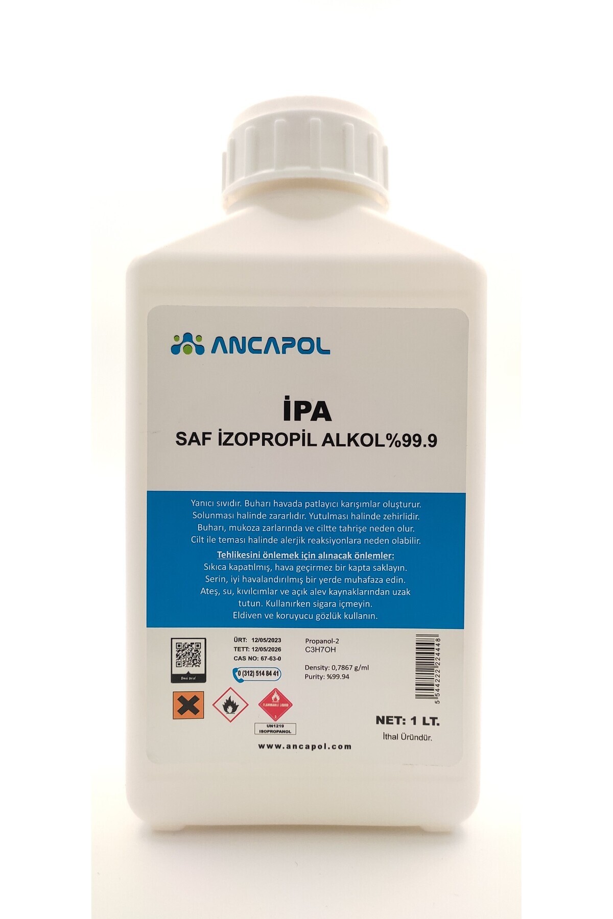 Ancapol İzopropil saf izo propil %99.9 İpa 1 Litre (Alkol Dezenfektan)